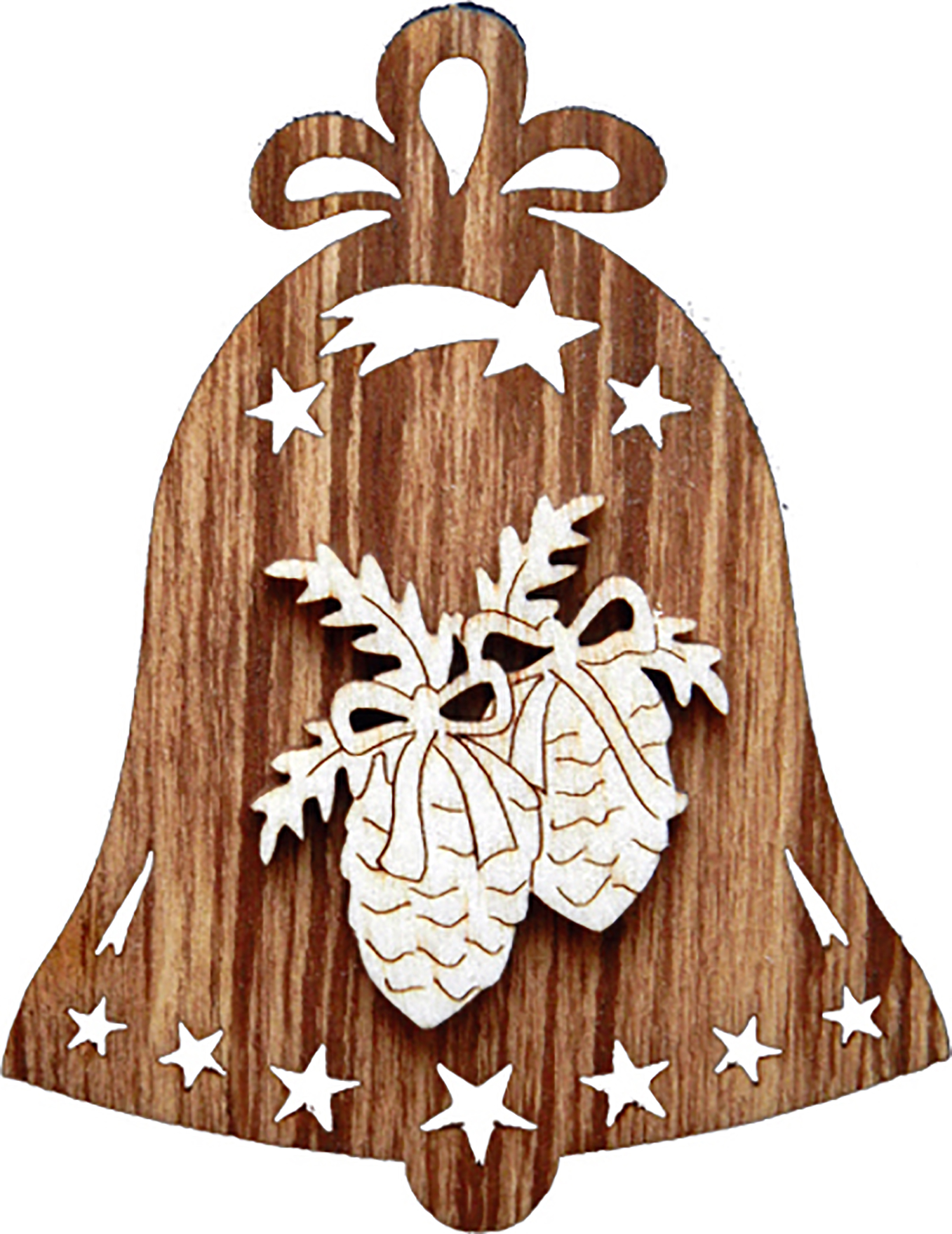 Pine cone on bell on both sides