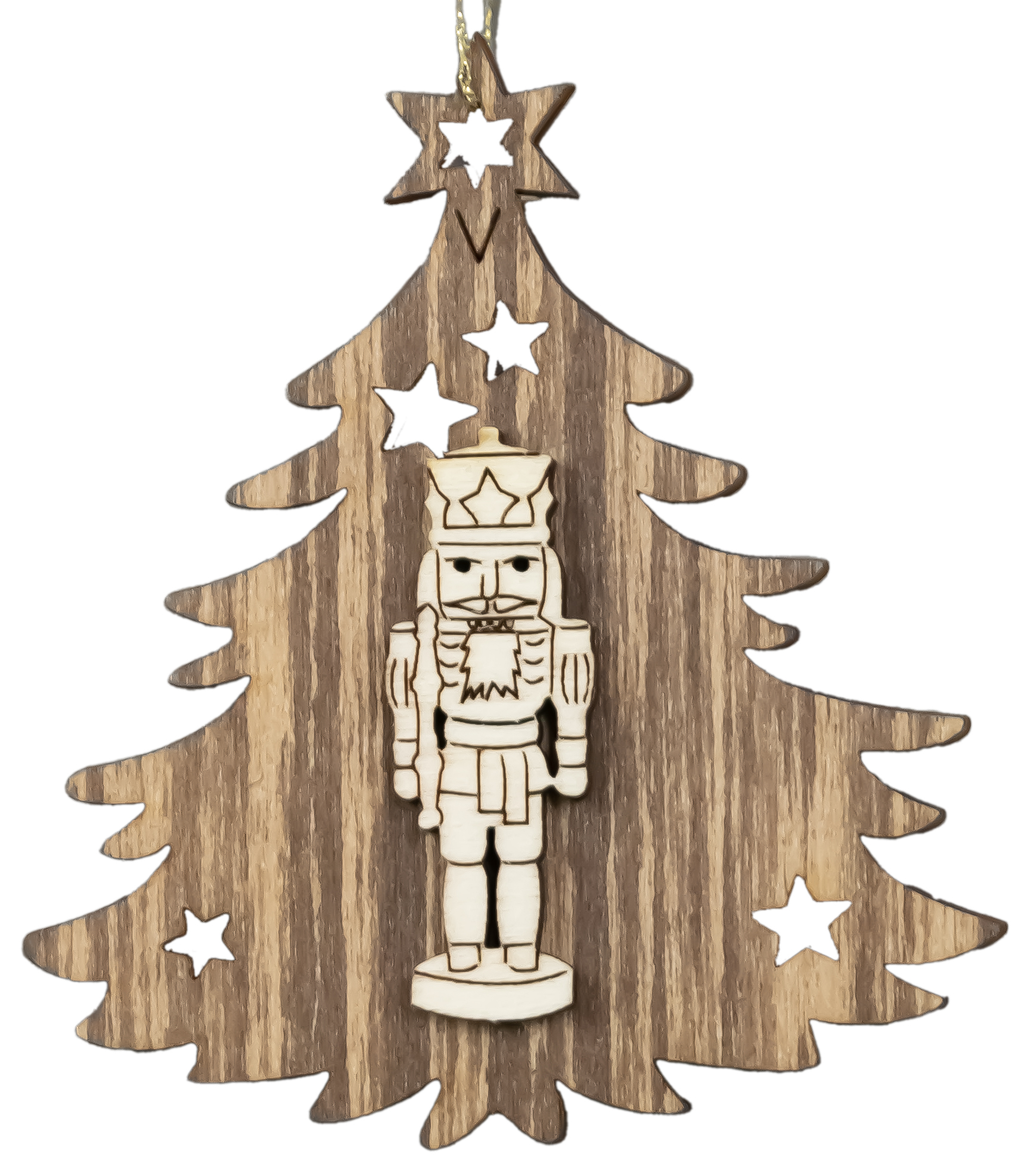 Nußknacker Erzgebirge auf Tanne beidseitig