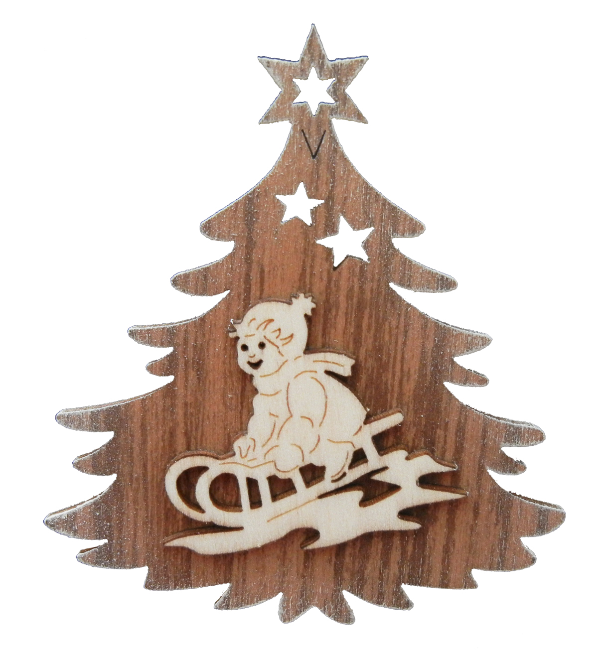 Rodelfahrer auf Tanne Beidseitig