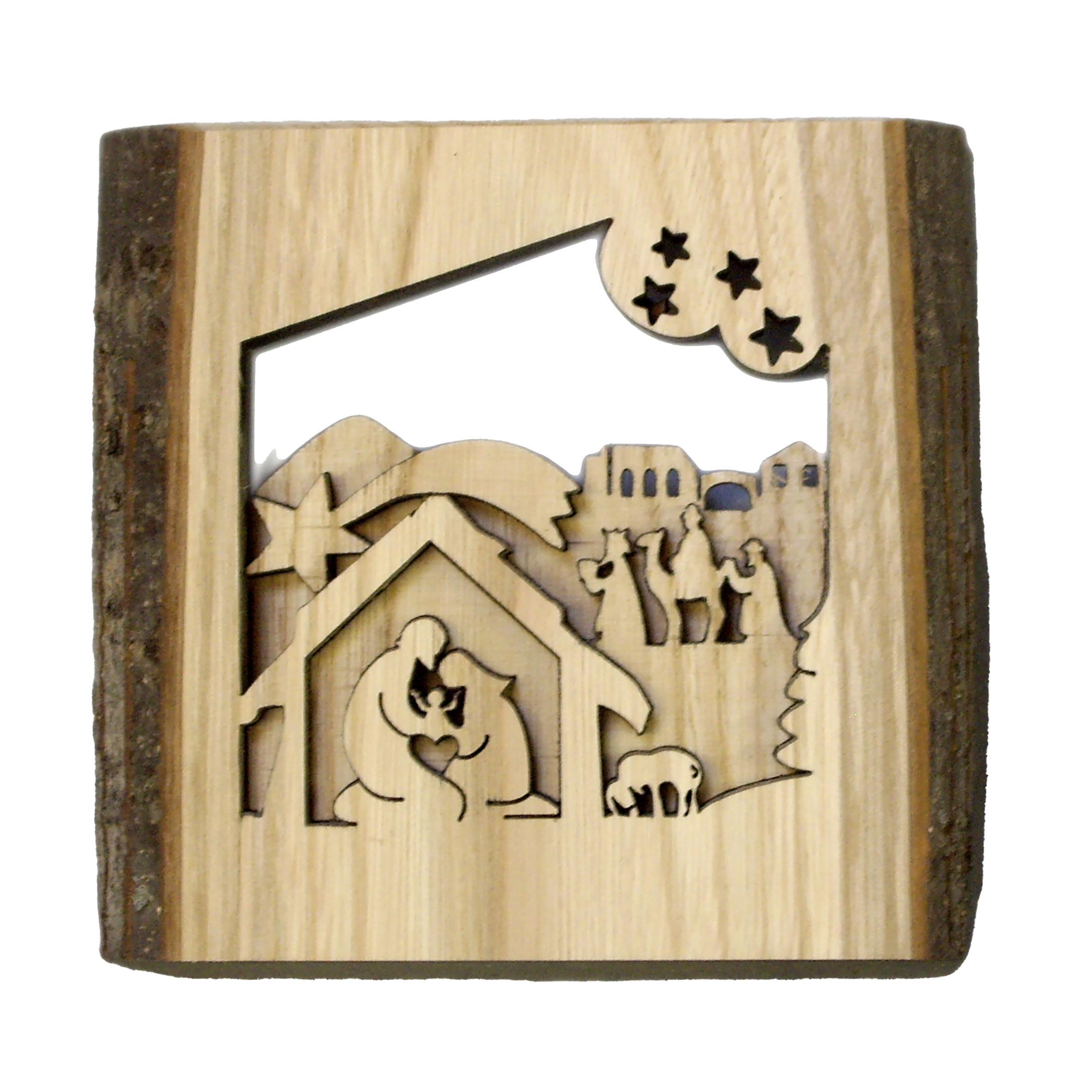 Krippe 3D in Rinde Hl.3 Könige