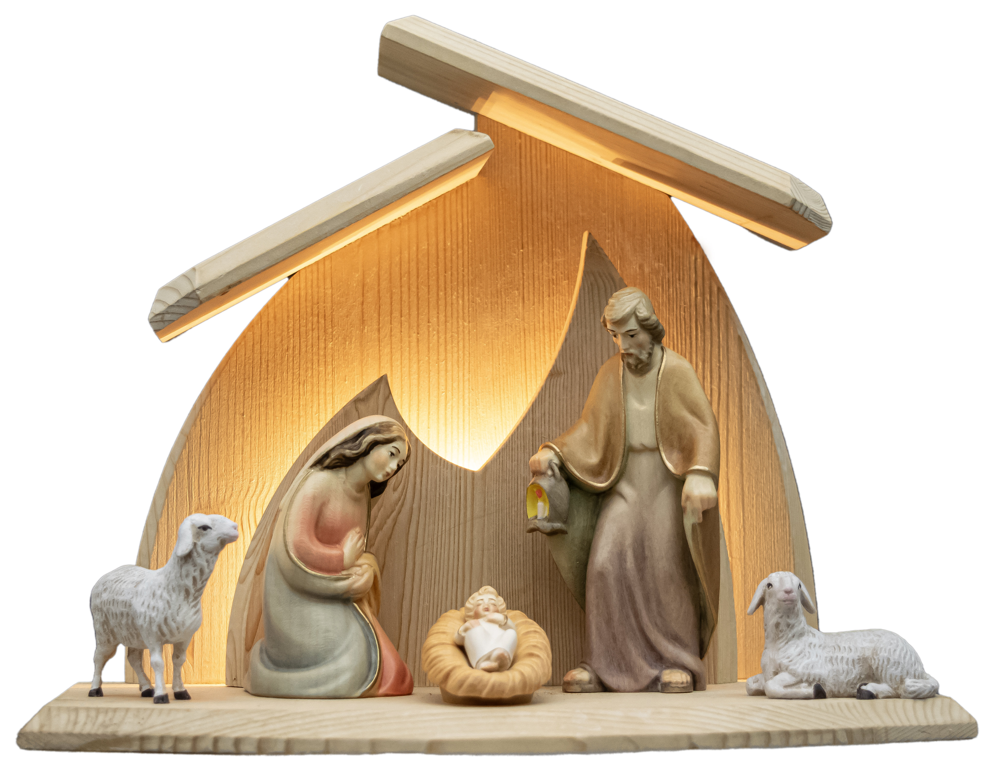 LED Fam.Stall Altea+Hl.Familie Rudolf und 2 Schafe