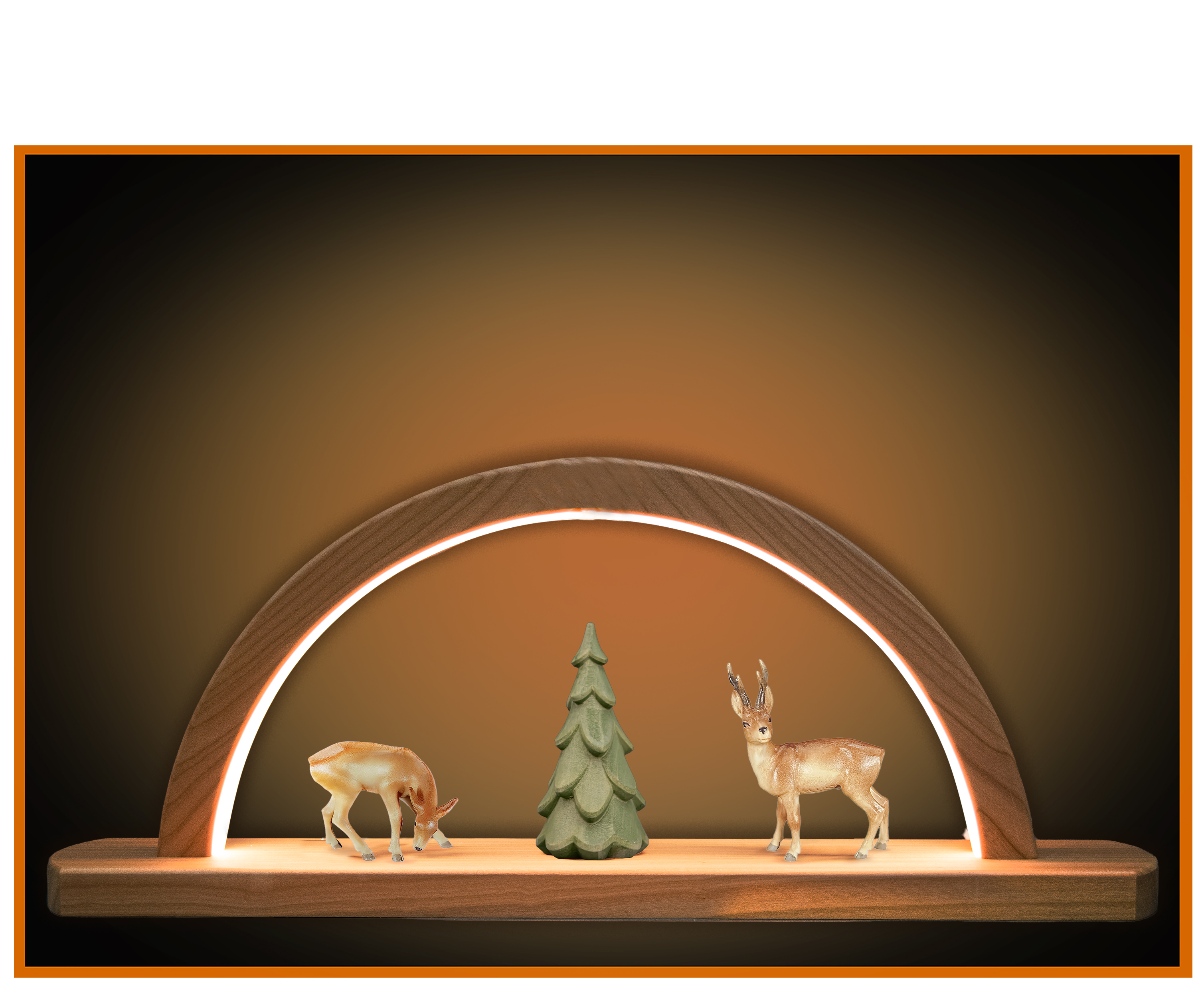 LED Lichterb. mit Reh und Rehbock und Baum