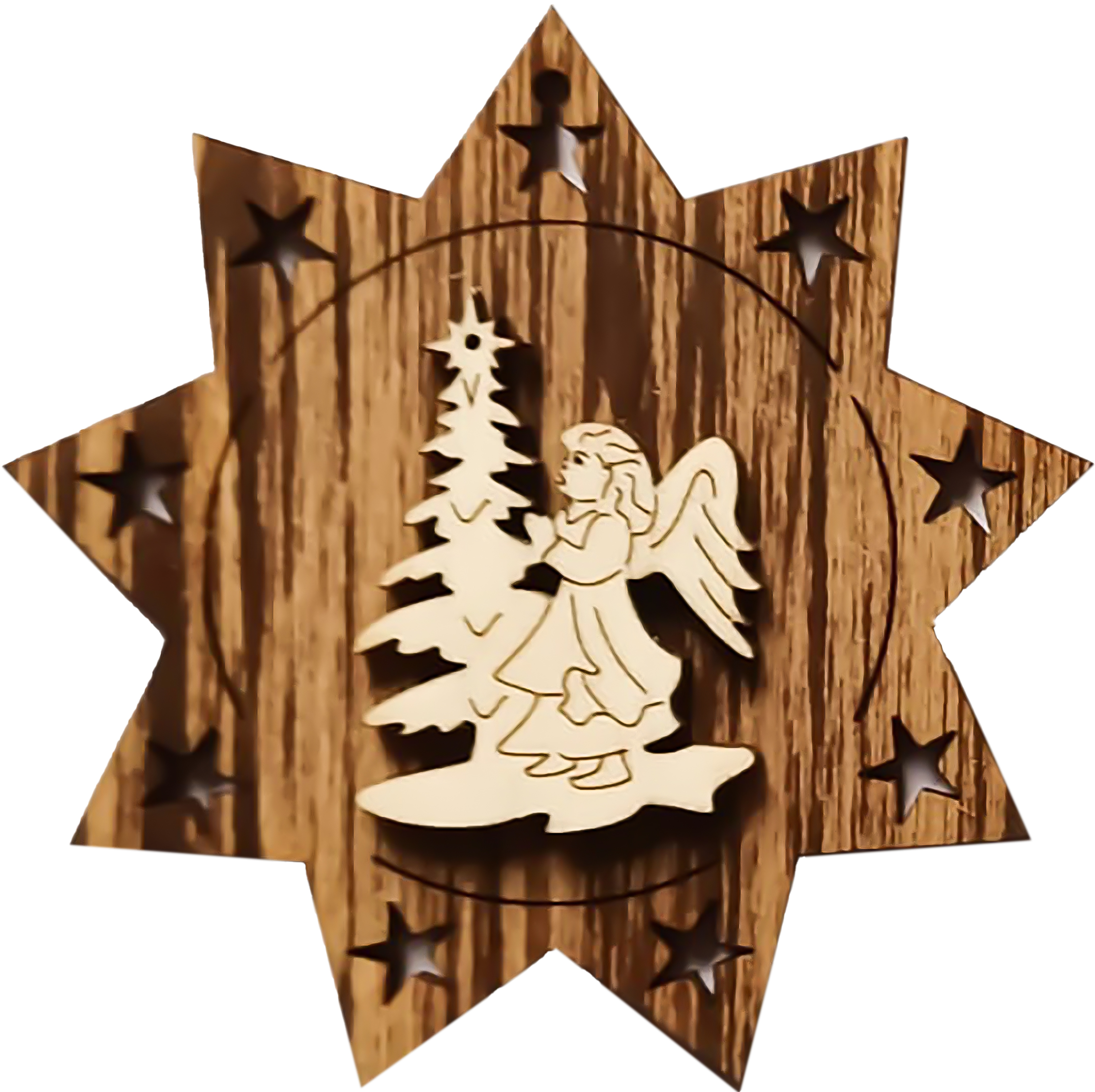 Engel am Christbaum auf Stern Beidseitig