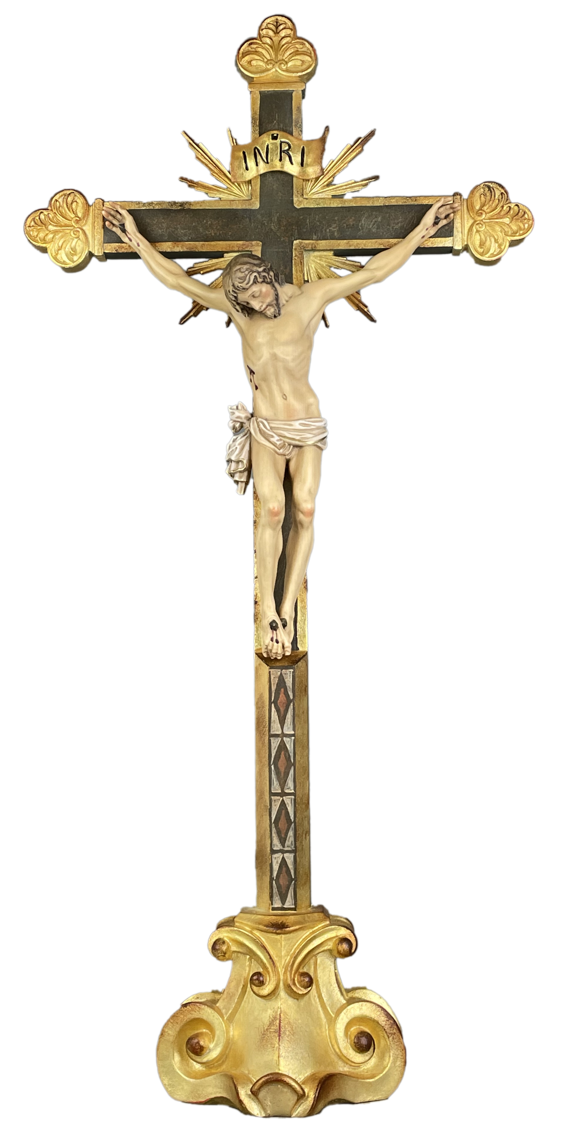 Standkreuz mit Strahlen und Korpus Tacca