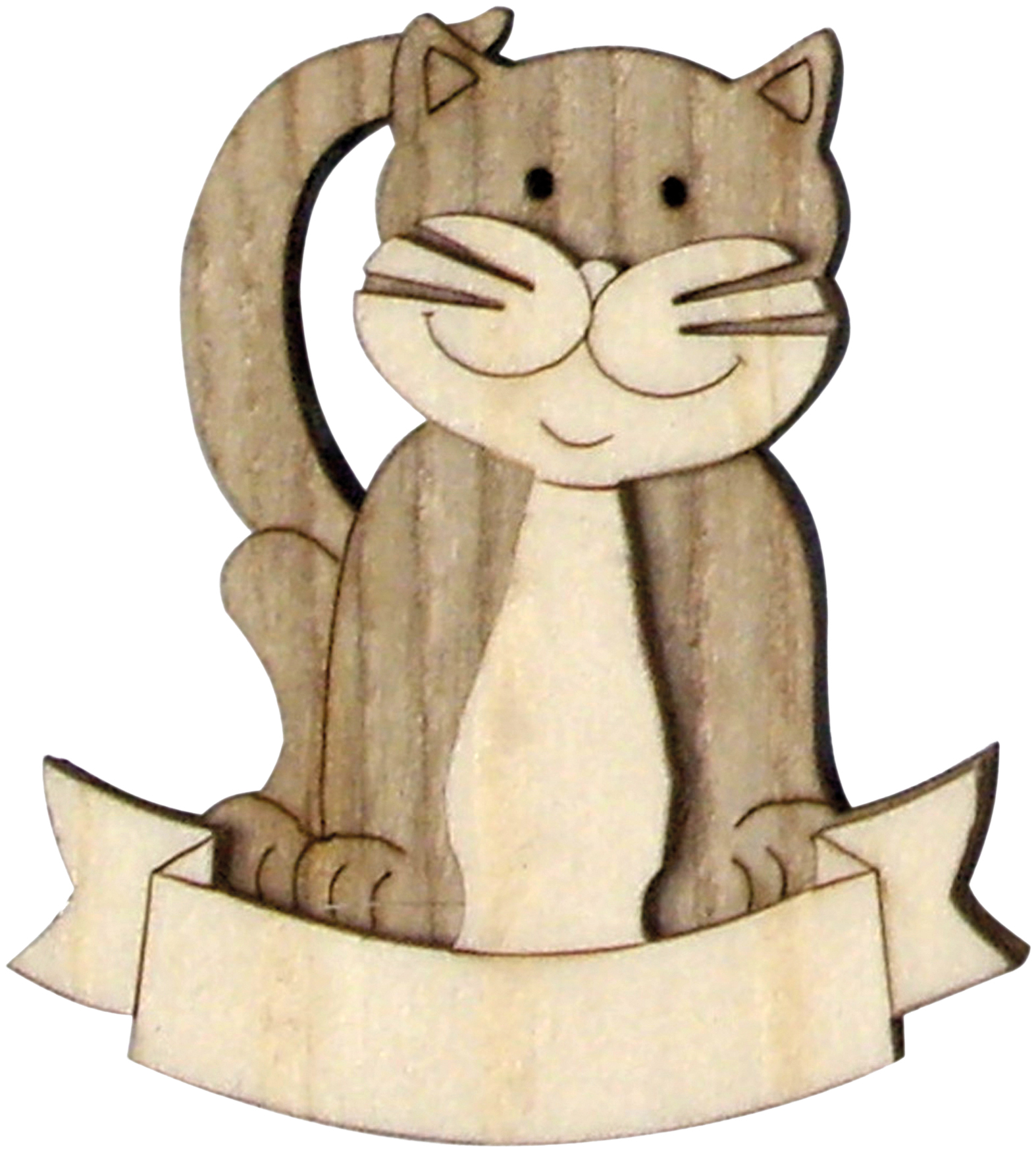 Magnet 3D bicolor in wood with cat