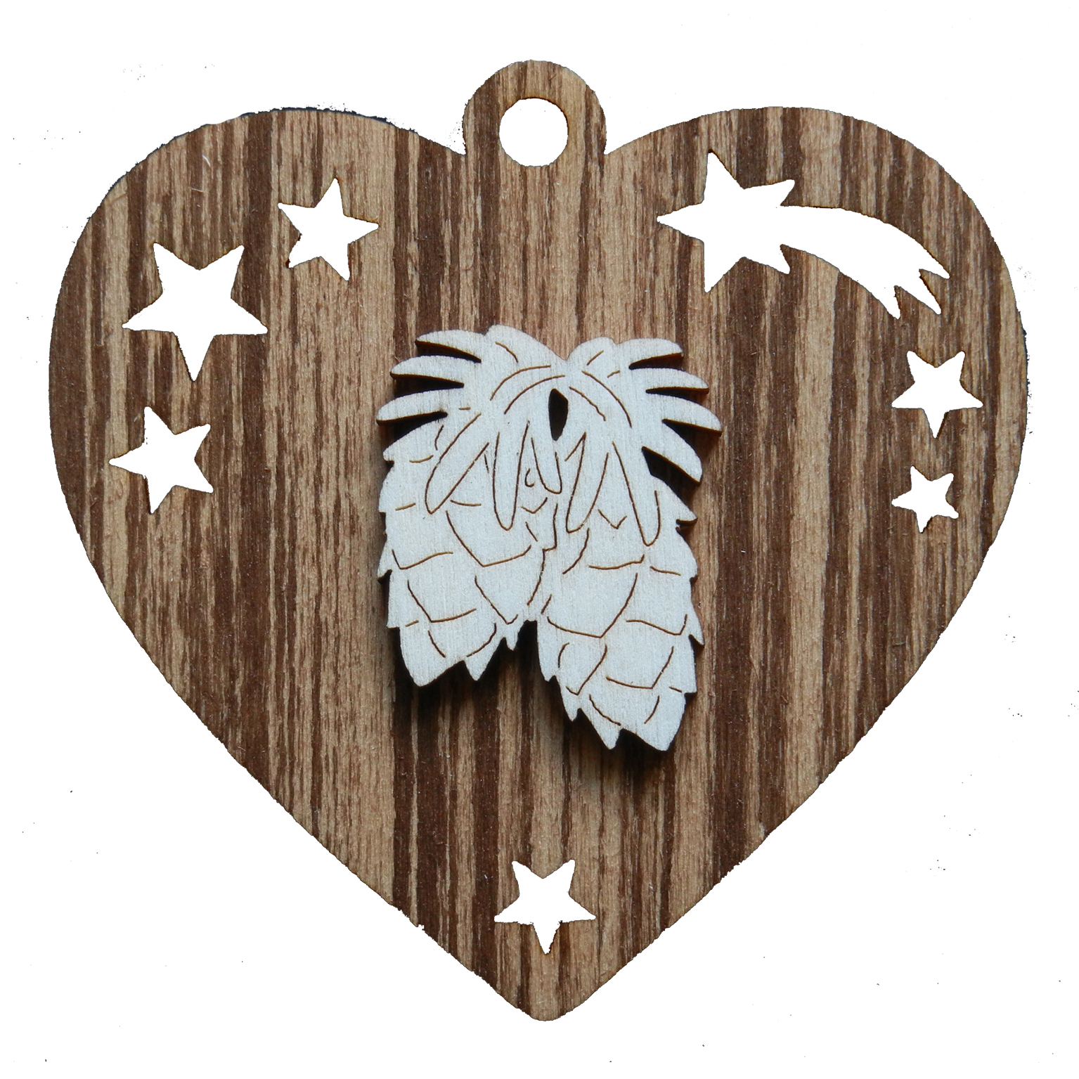 Tannenzapfen auf Herz beidseitig