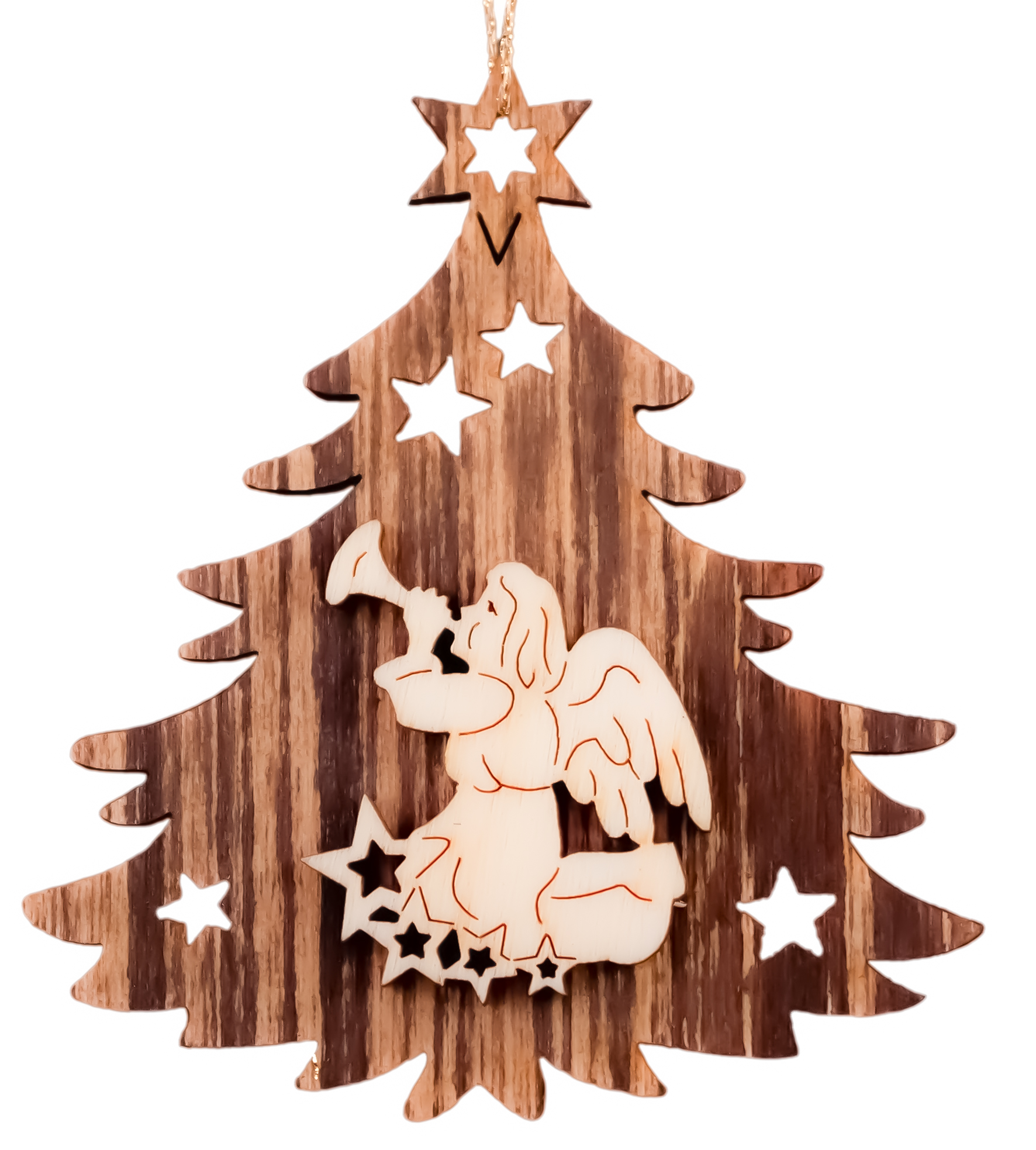 Engel kniend auf Tanne Beidseitig