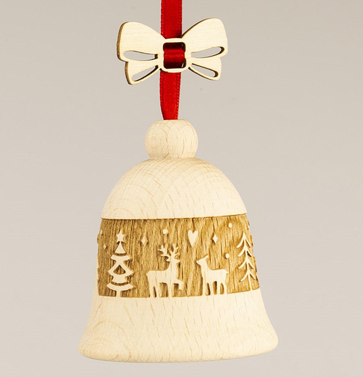 Glocke Ribbon aus Buche mit Hirsch