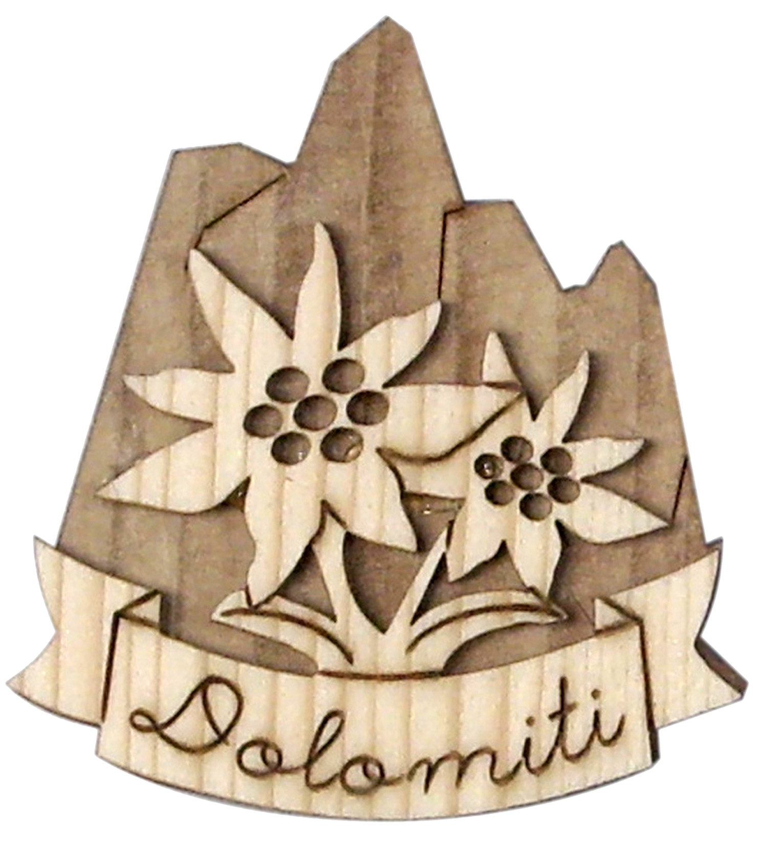 Magnet 3D bicolor in wood+edelweiss+writing