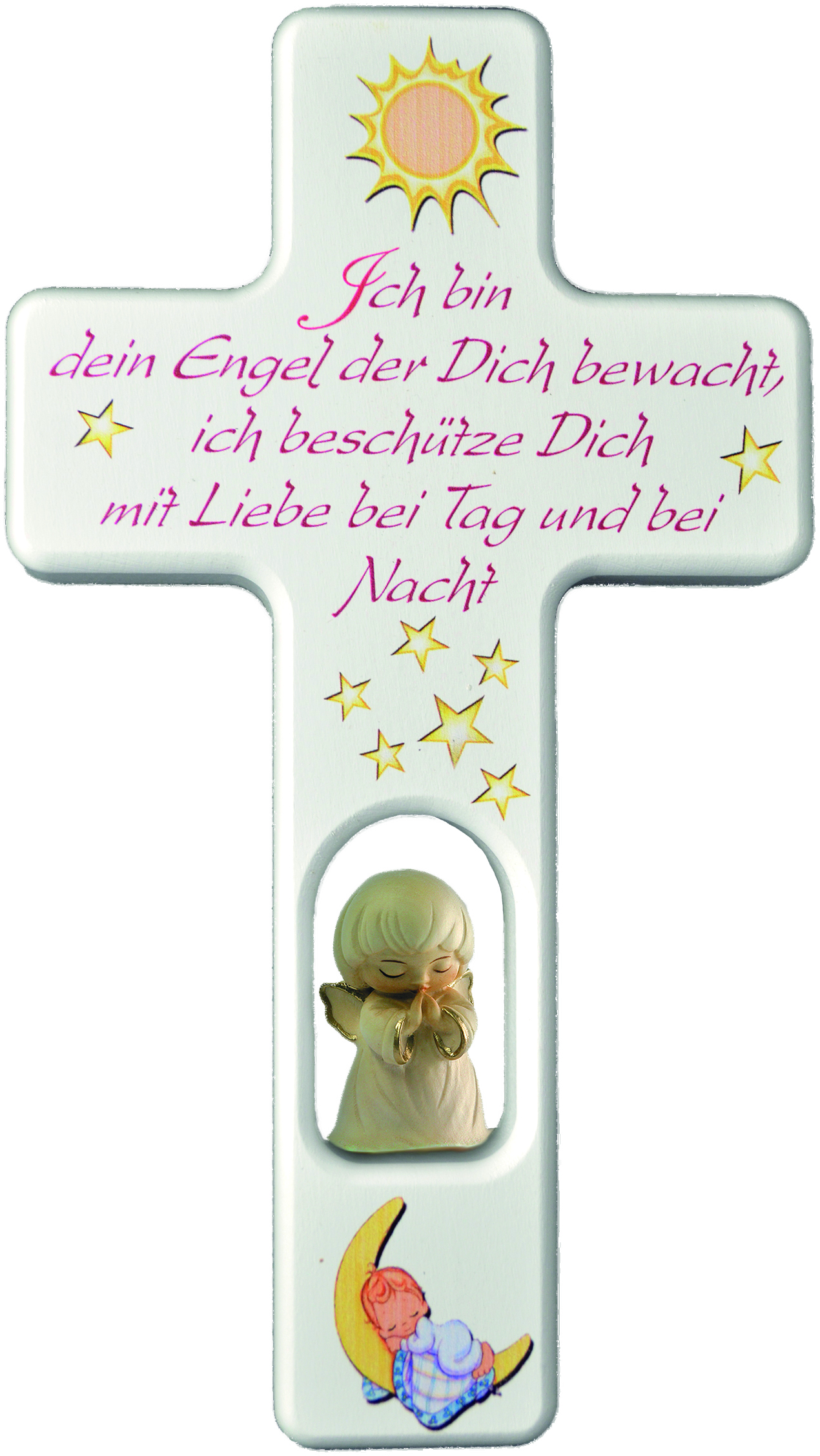 Kreuz weiß mit Engel Ich bin