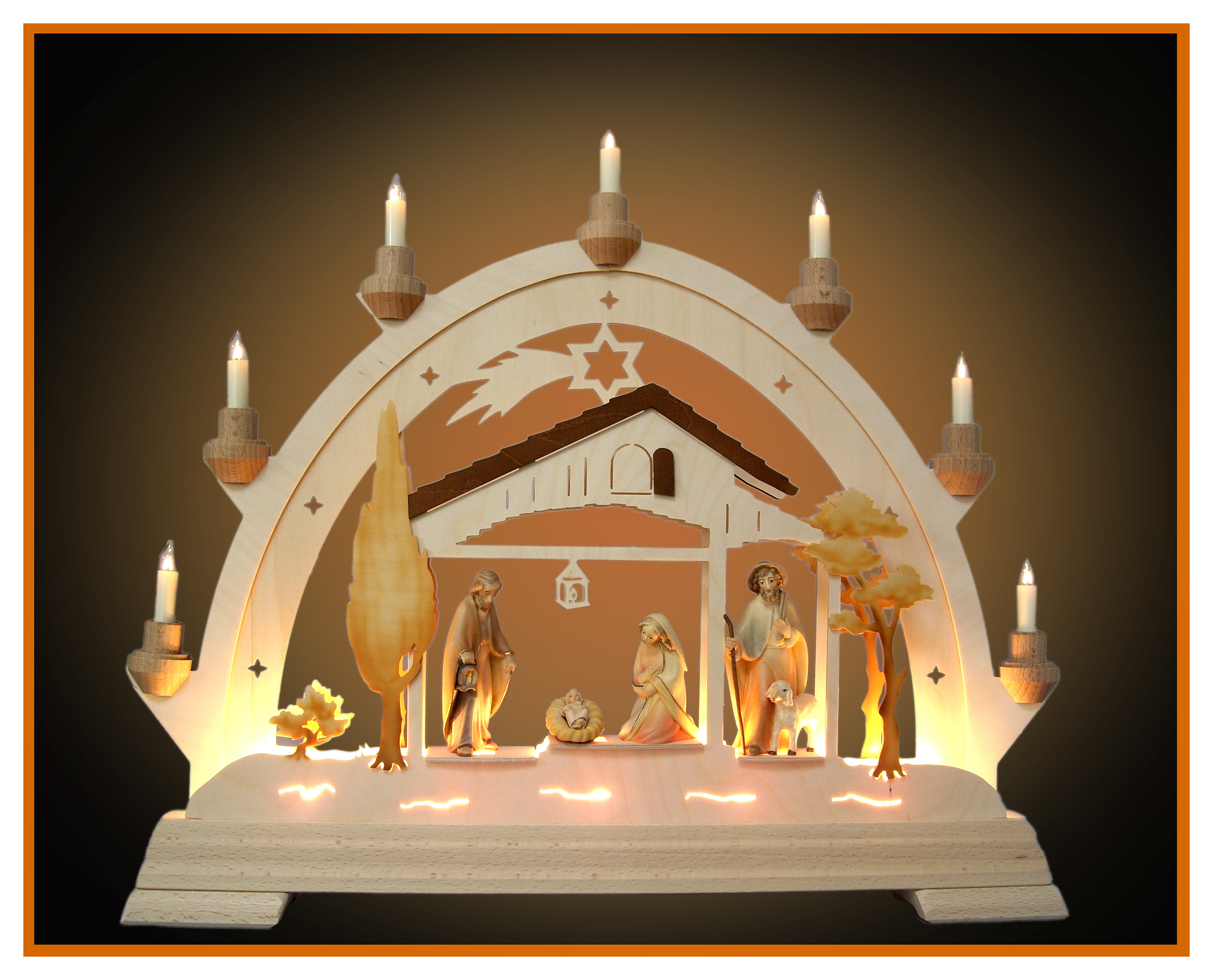 Round arch 42,5x49x7cm + Holy Family+Shepherd 9cm