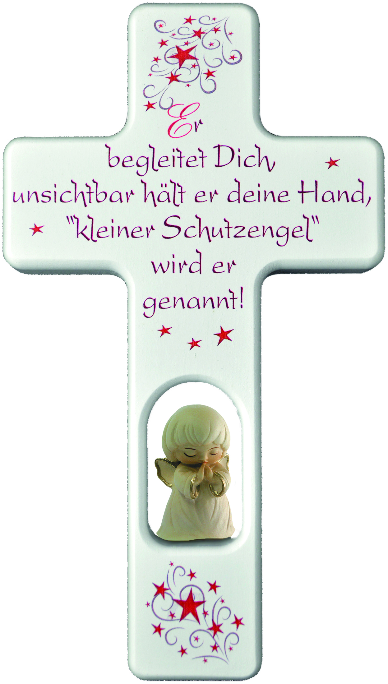 Kreuz weiß mit Engel Er begleitet