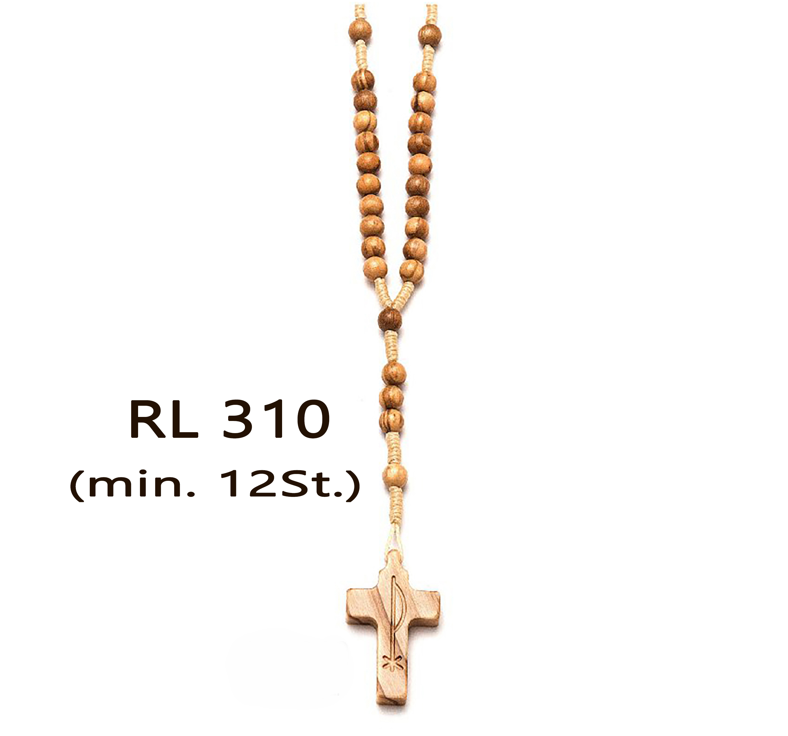 VE 12st._Rosenkranz Olivenholz rund 6