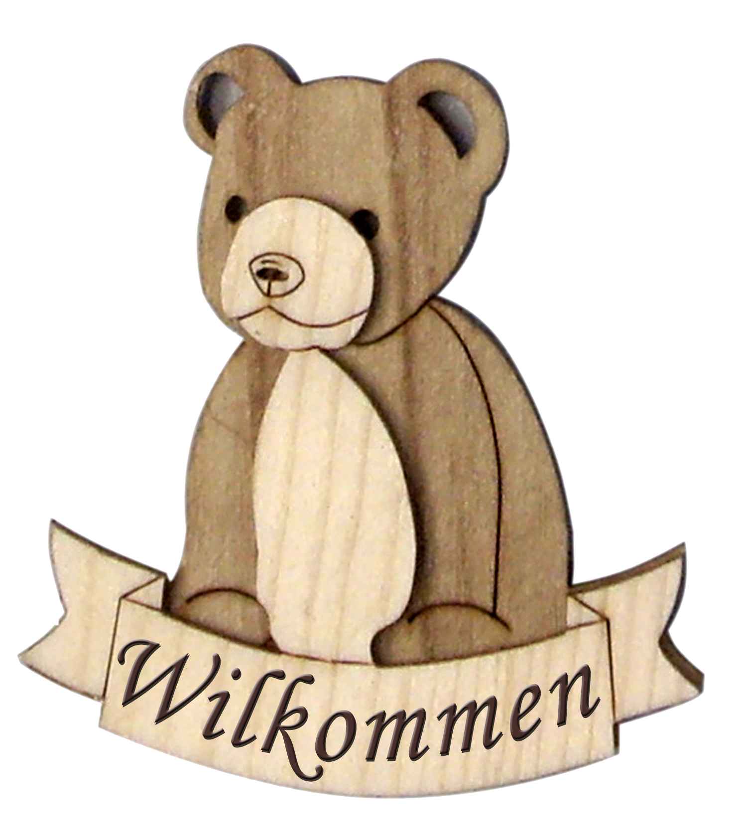 Magnet 3D bicolor in wood+bear+writing