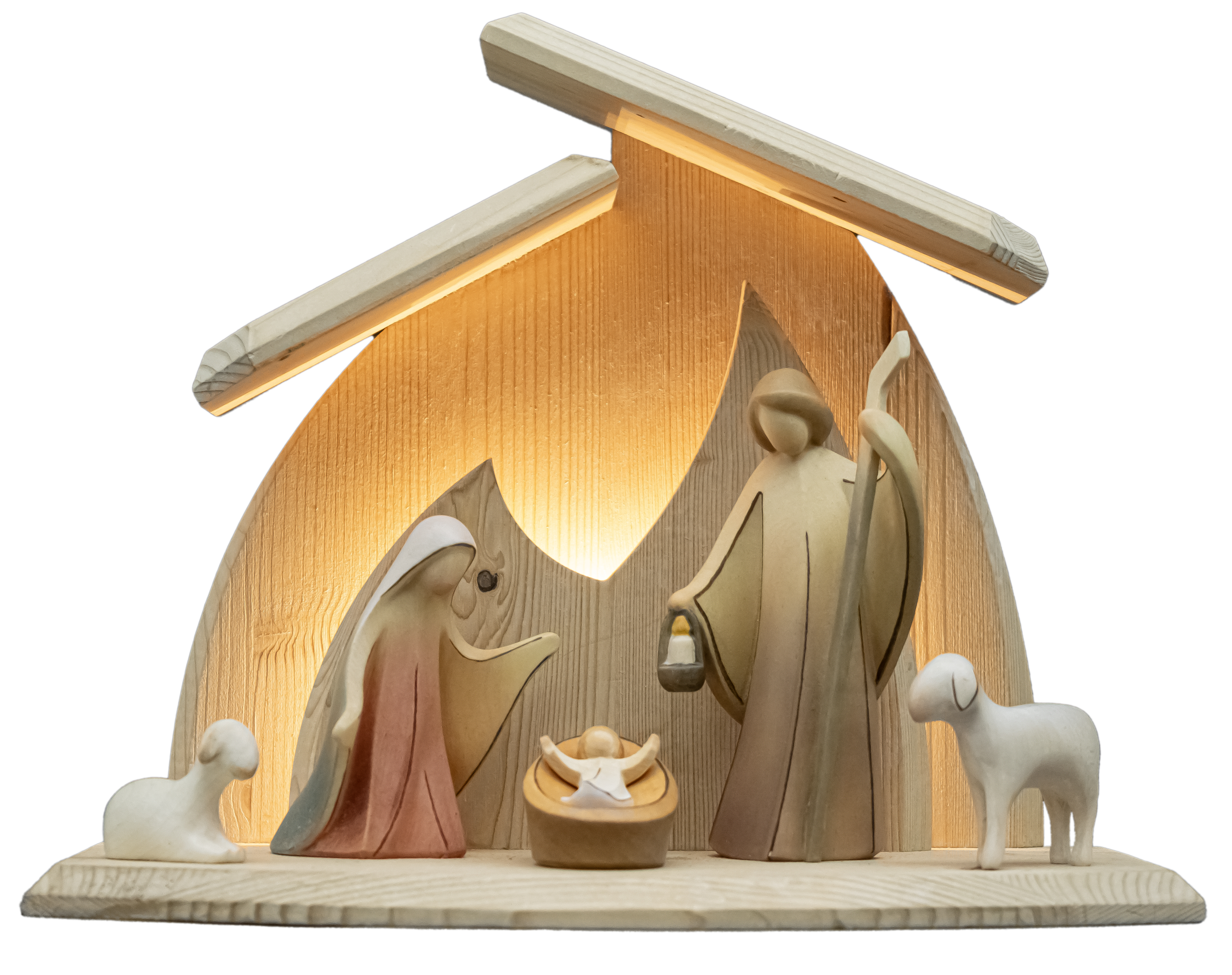 LED Fam.Stall Altea mit Hl. Fam. Aram und 2 Schafe