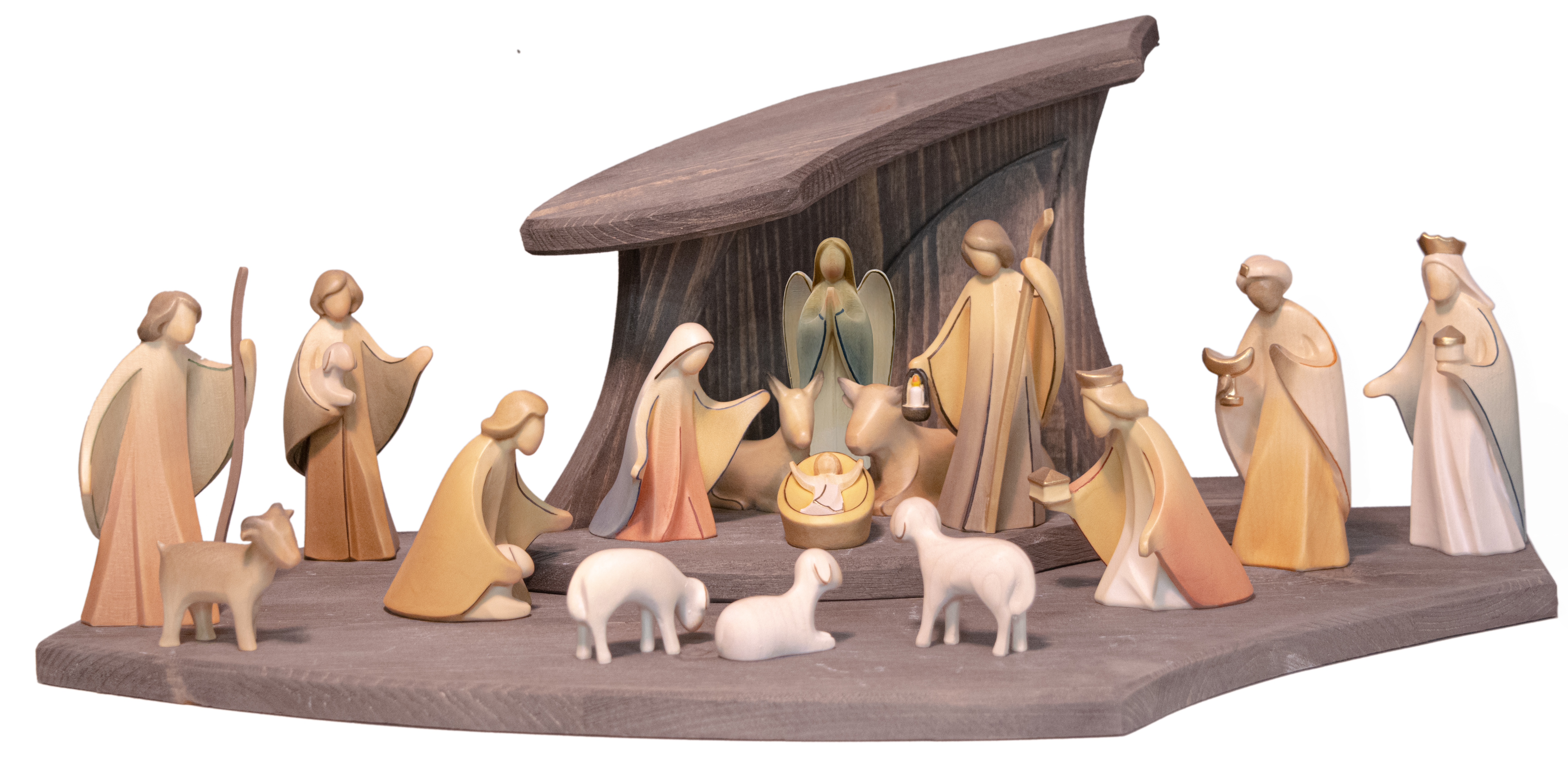 Grau Designstall mit 16tlg. Set Aram Krippenfiguren