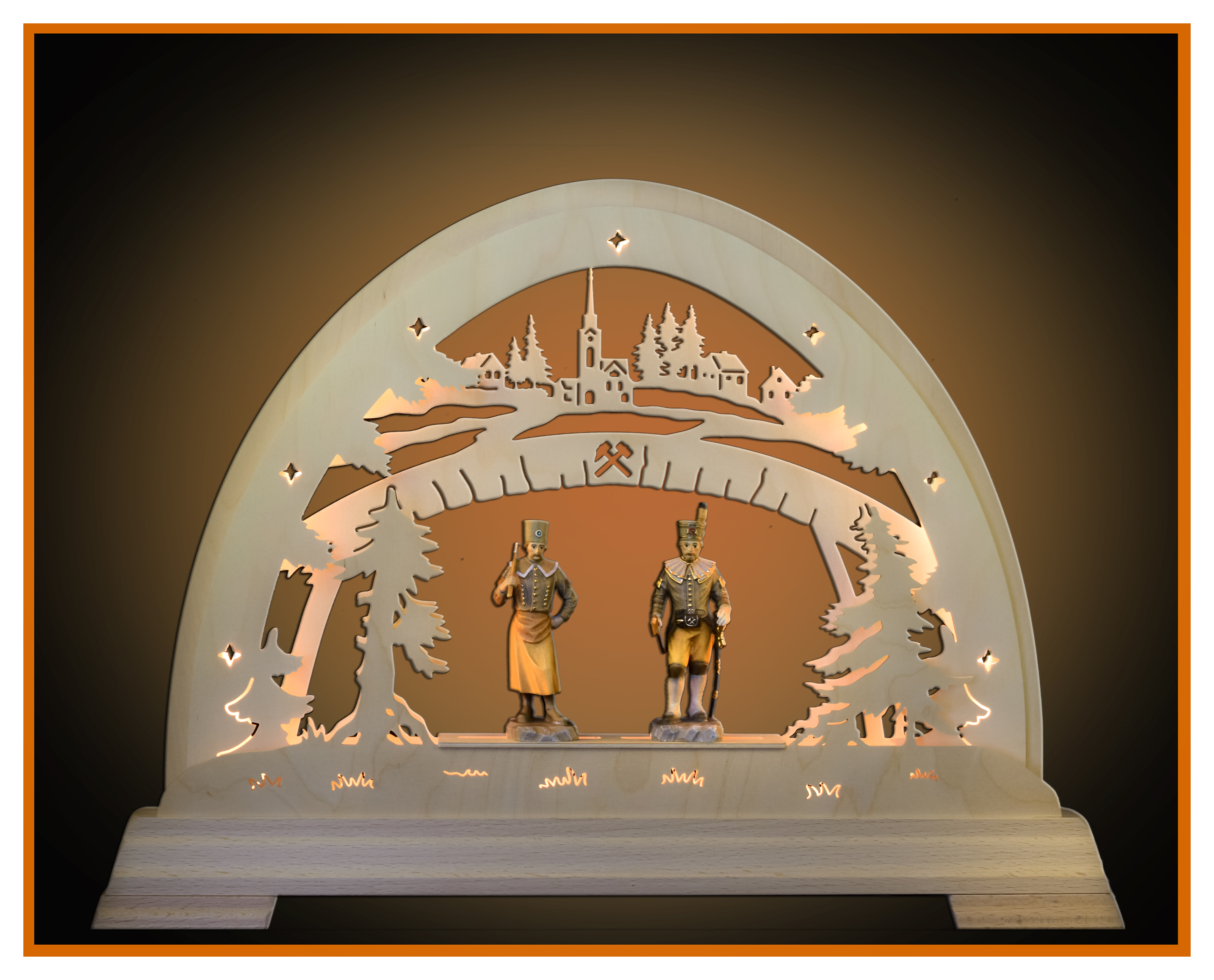 LED Round arch + 2 miners 49x42cm