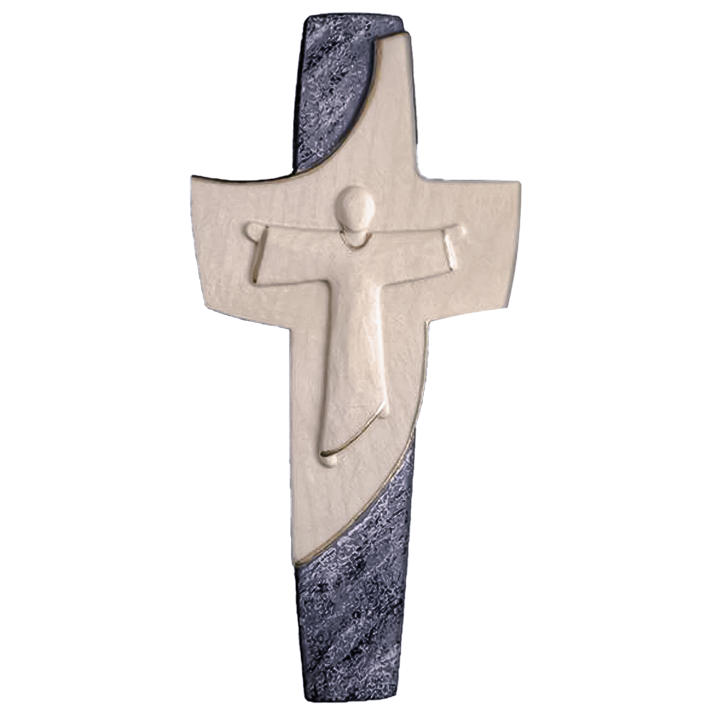 Franziskuskreuz Stein Color Weiß