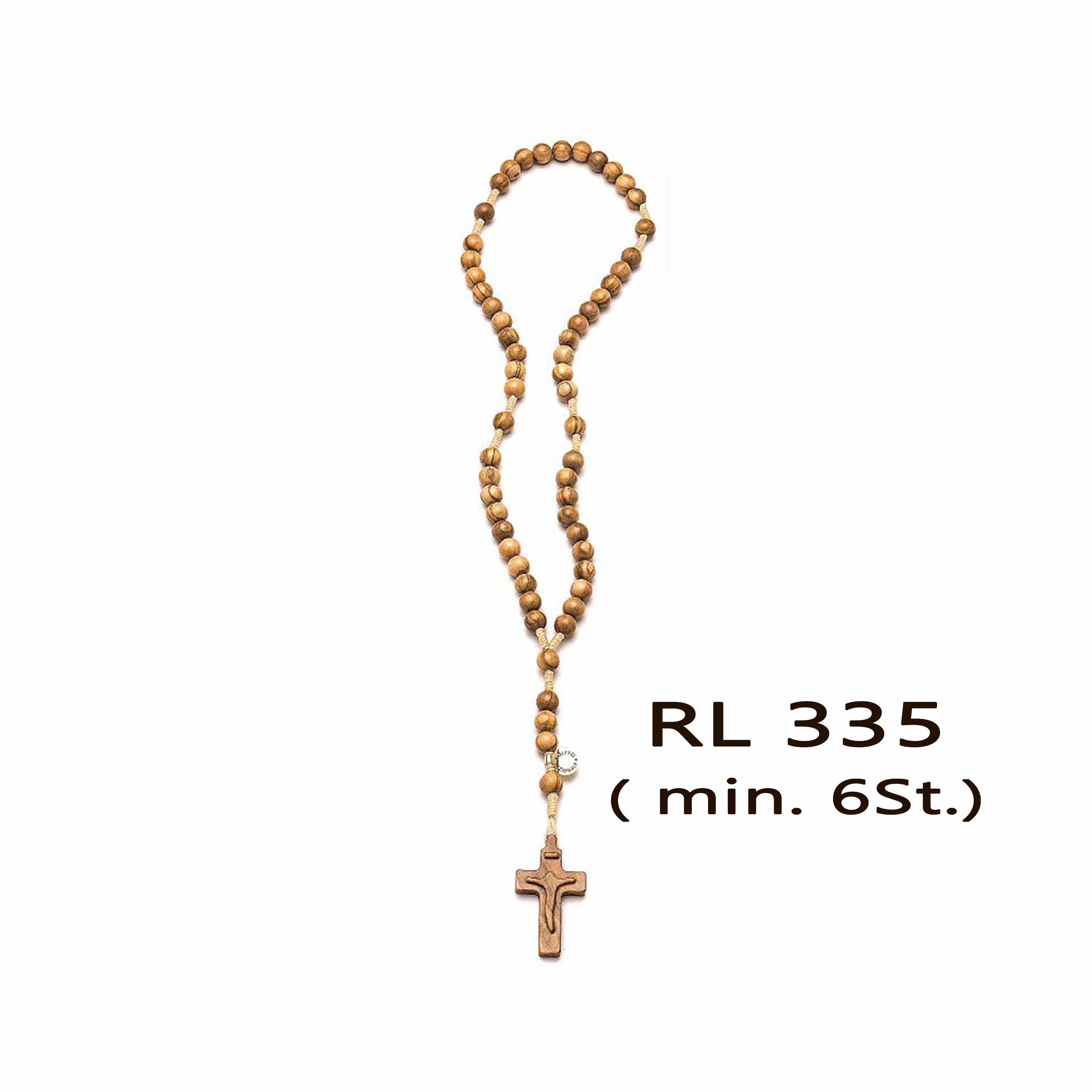 VE 6st._Rosenkranz aus glattem, rundem Olivenholz Ø 10 mm.