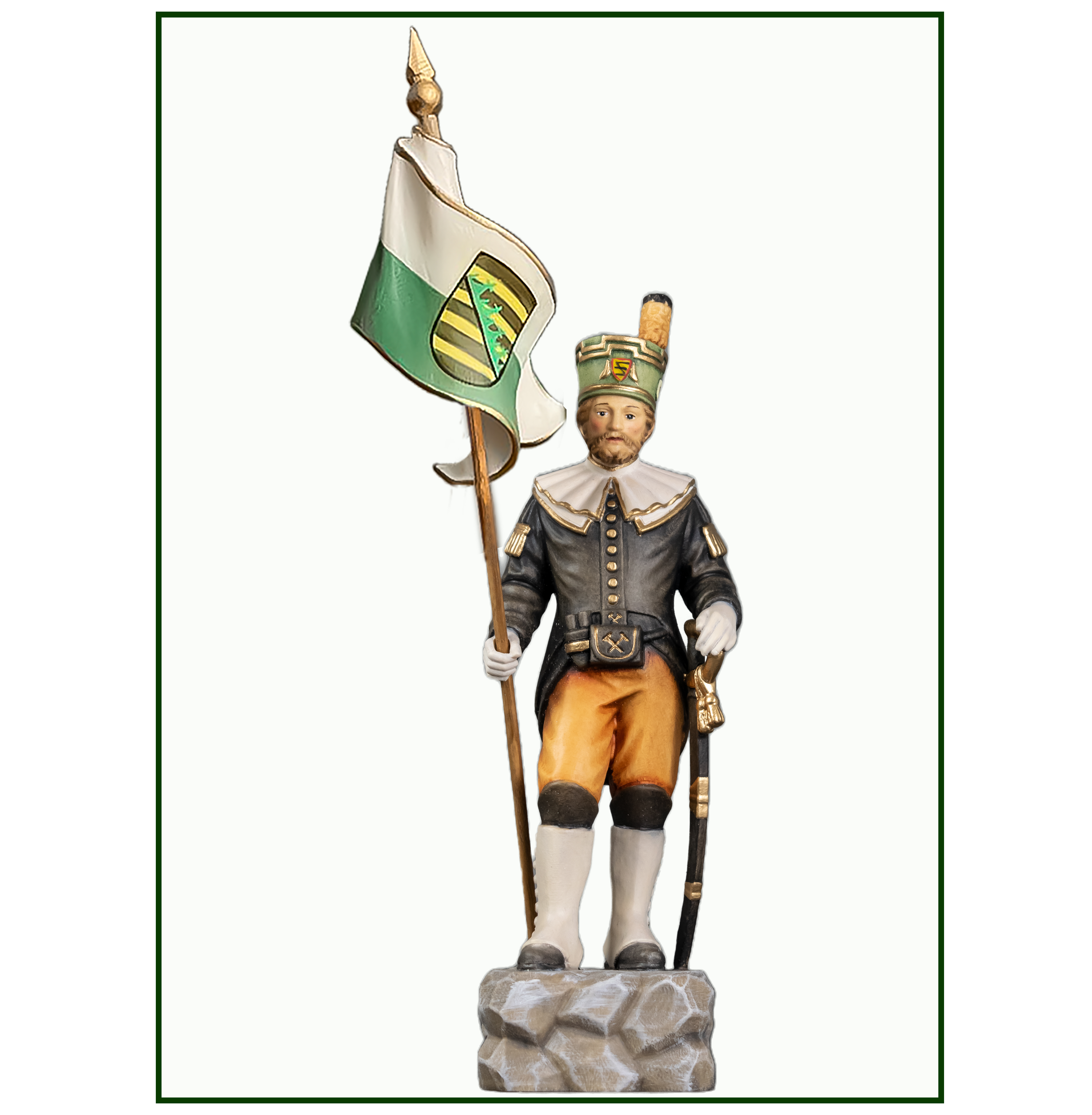 Schneeberger Obersteiger mit Sachsenfahne grün-weiß