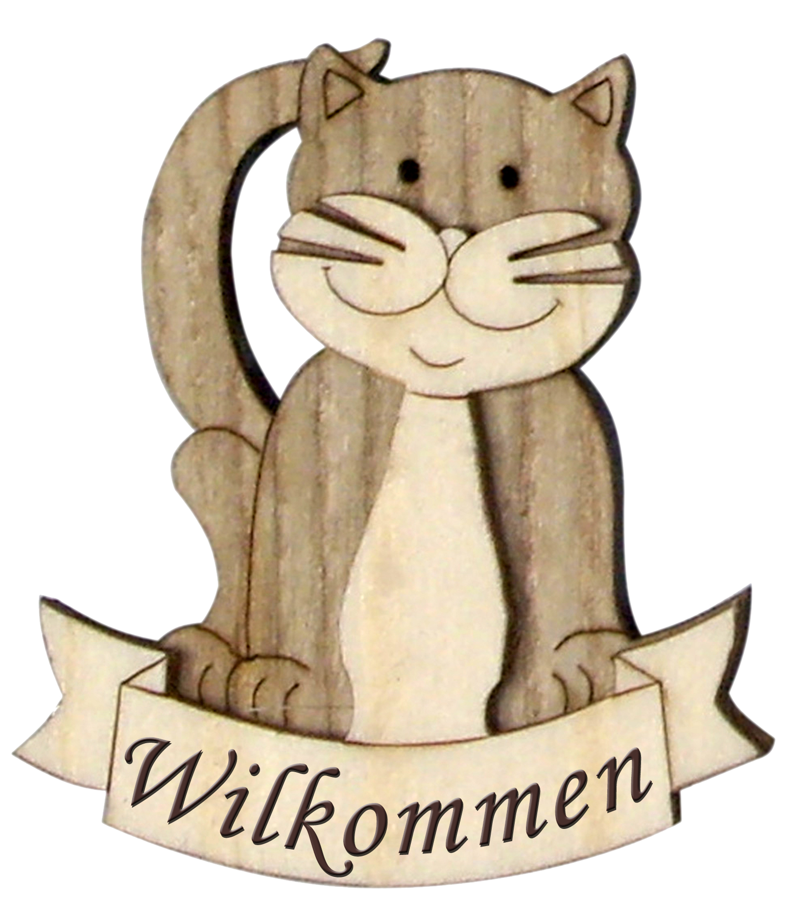 Magnet 3D bicolor in wood+cat+writing