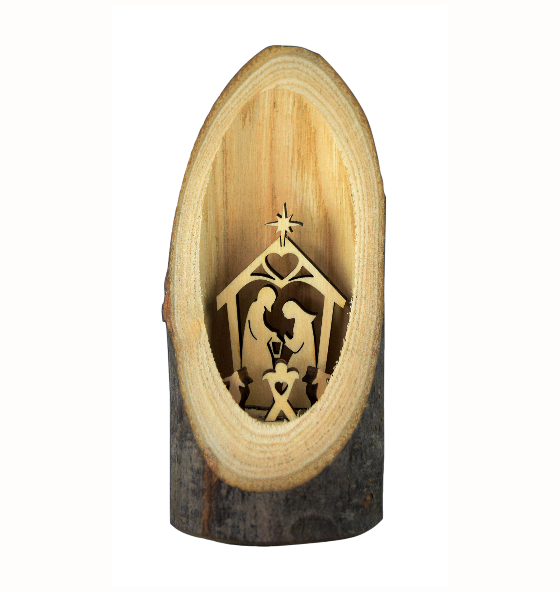 Krippe in Holzstamm Ellipse