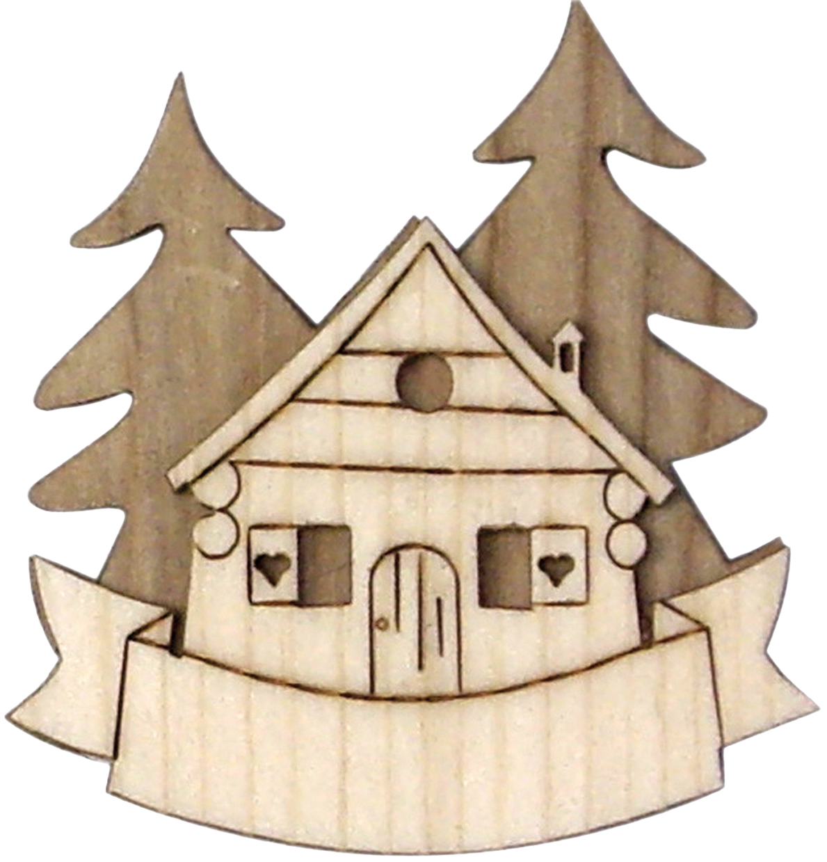 Magnet 3D bicolor in wood with chalet