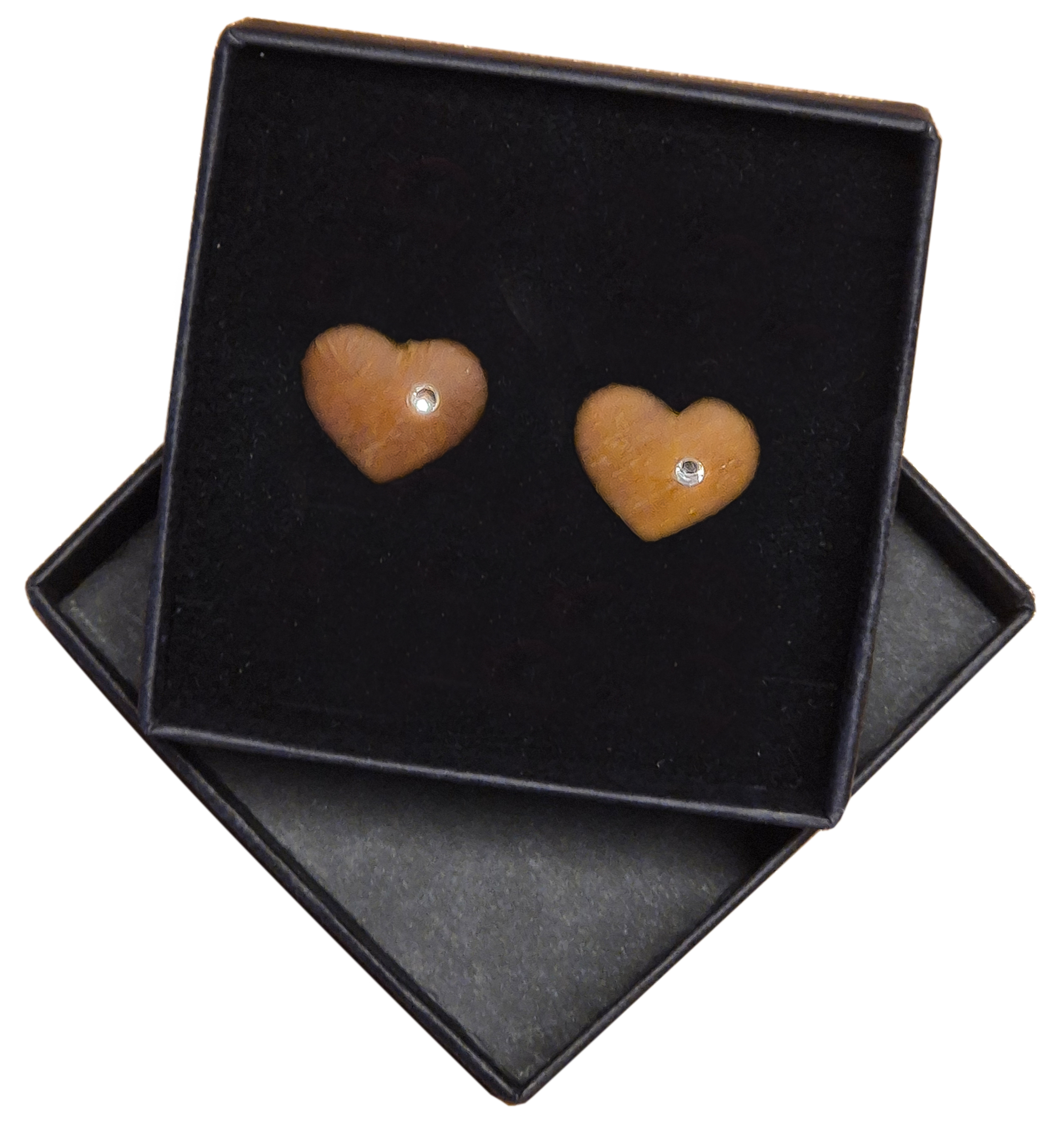 Walnut heart walnut earrings with box