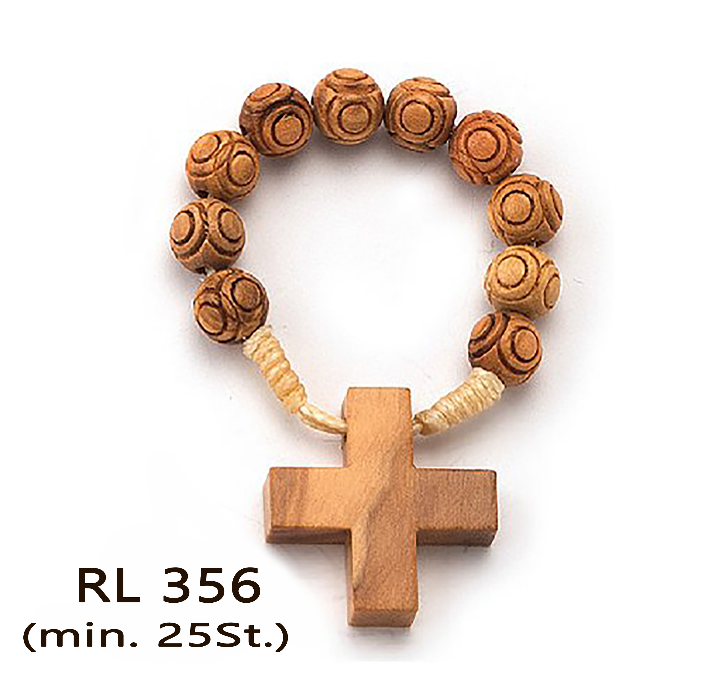VE 25st._Rosenkranz aus Olivenholz gearbeitet, gebunden in Schnur Ø 7 mm