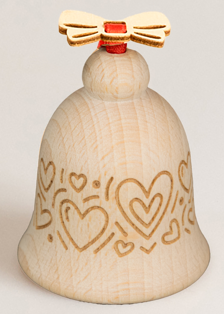 Glocke Pattern aus Buche mit Herzen