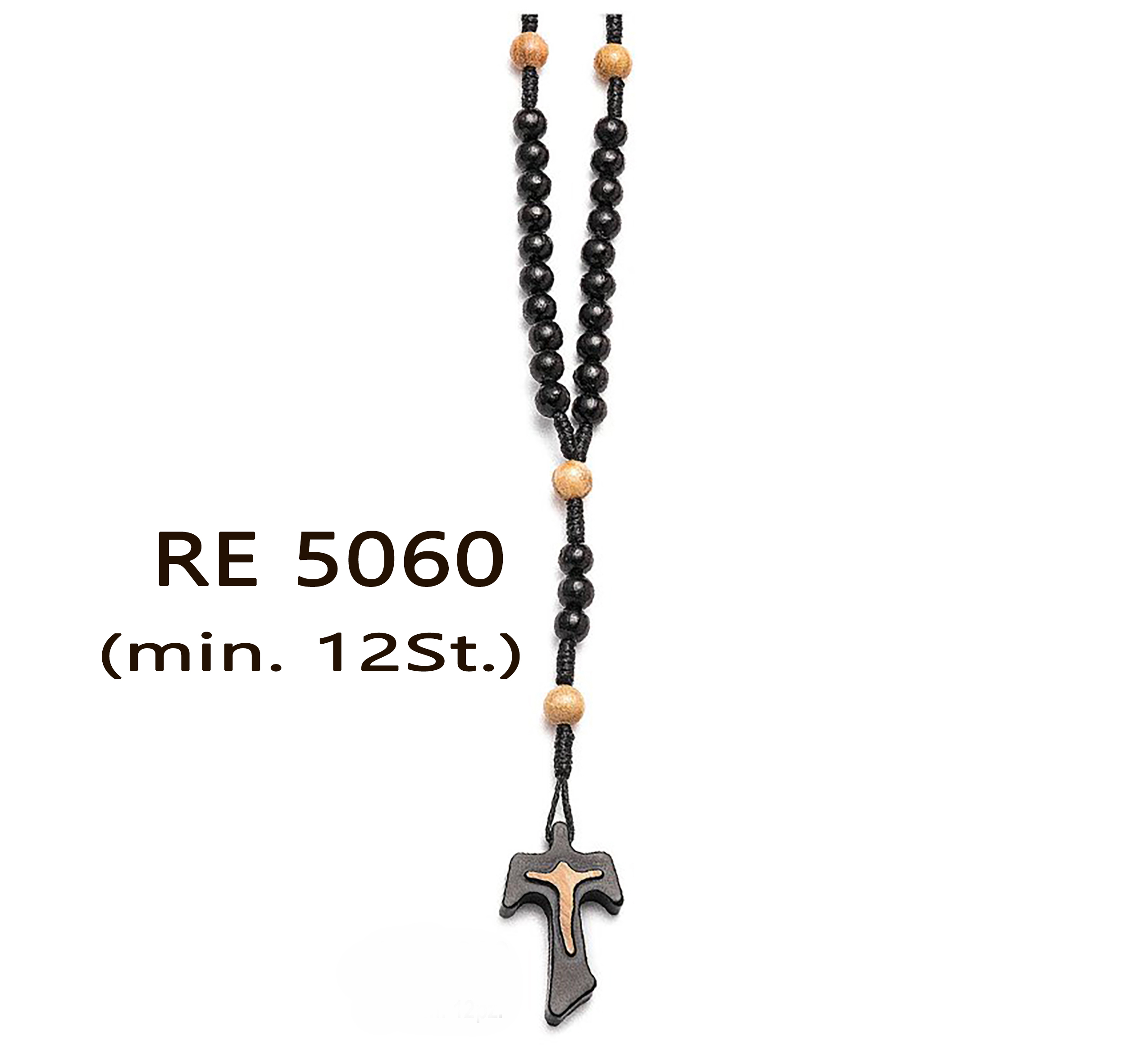 VE 12st._Rosenkranz gebunden_schwarz geb. Olivenholz Ø mm.6