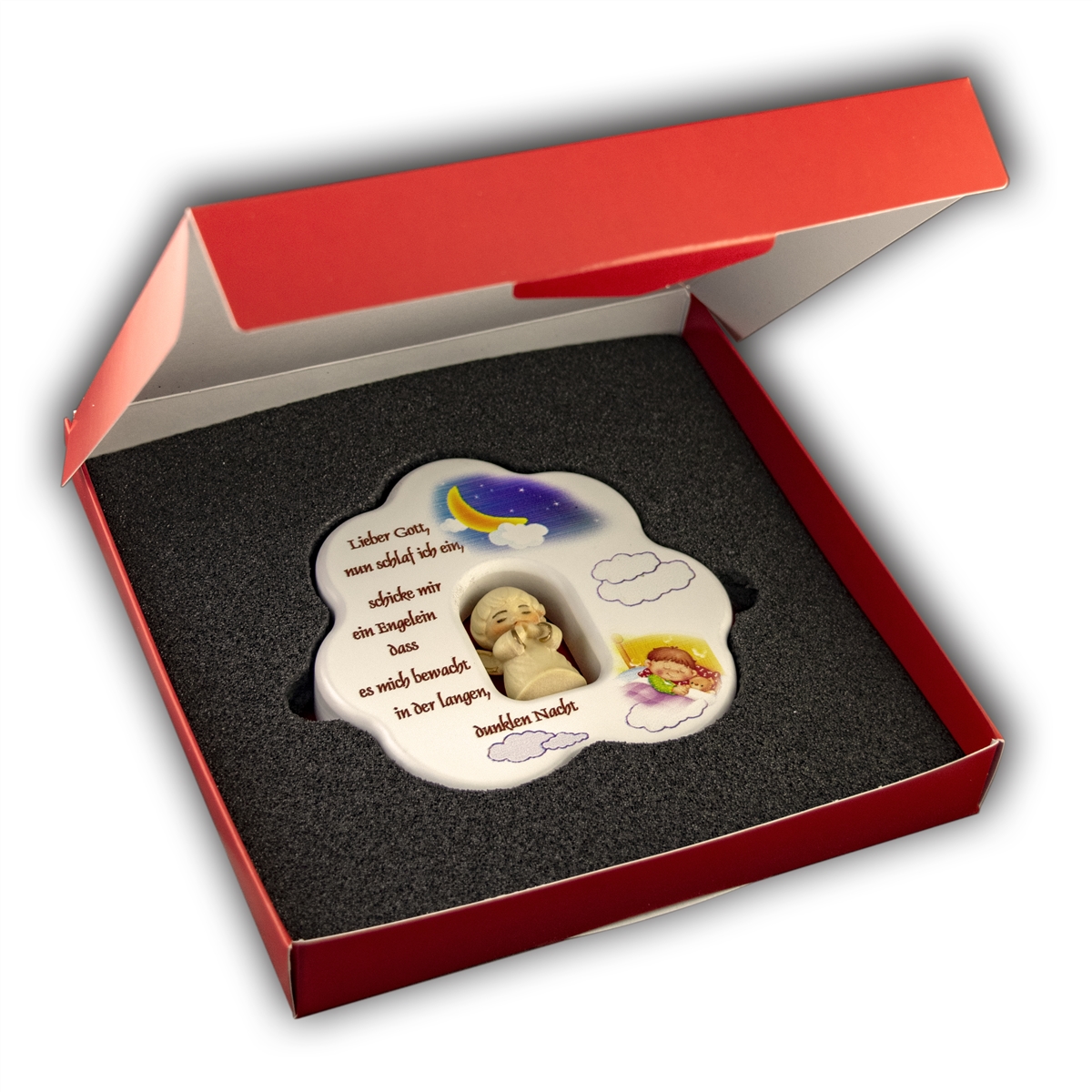 Weiß Bemalung Wolke "Lieber Gott.."+BOX