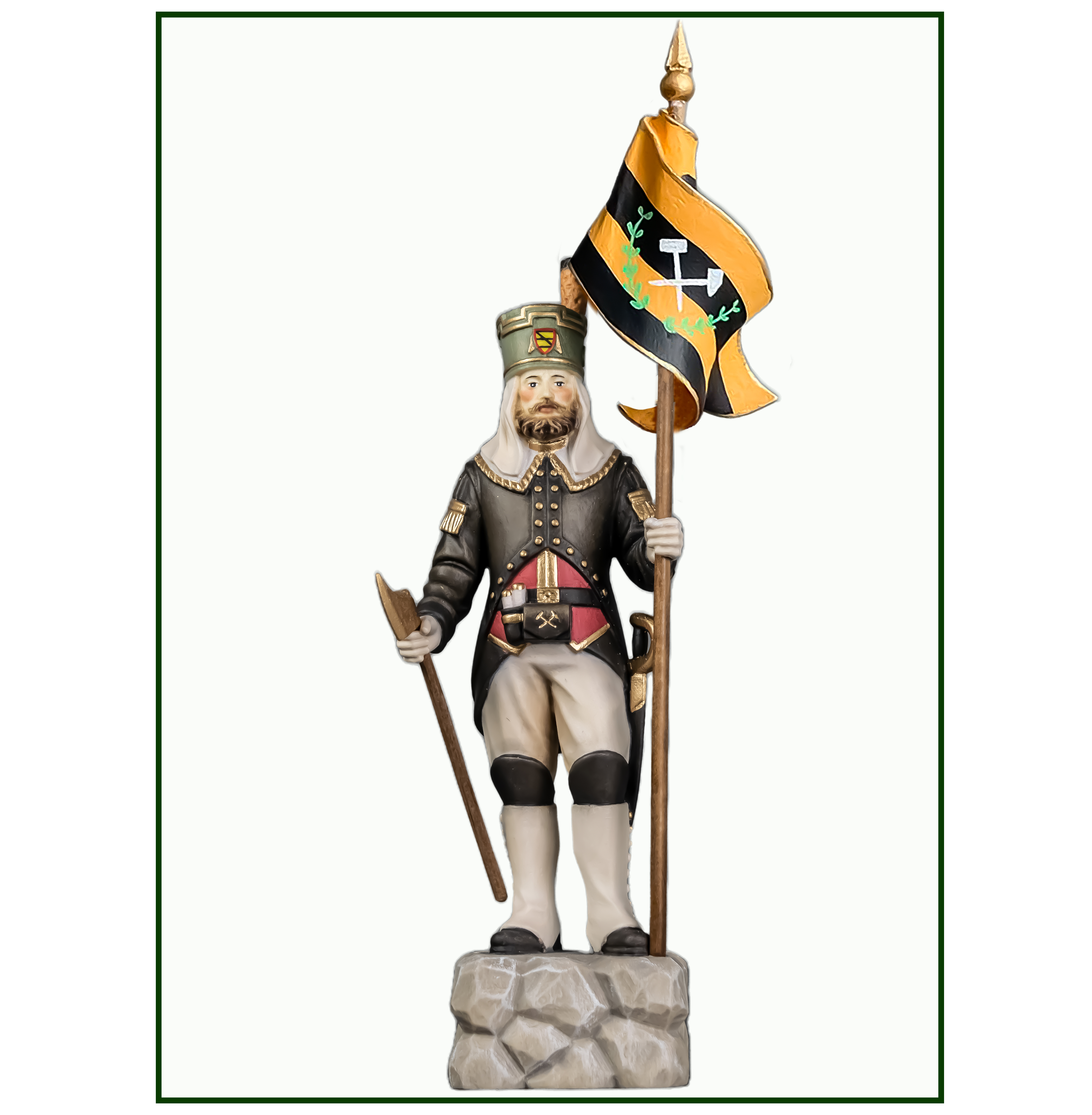 Annaberger Obersteiger mit Bergmannfahne gelb-schwarz