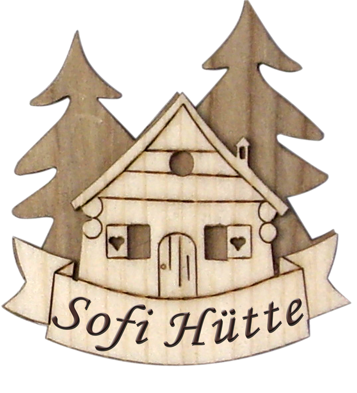 Magnet 3D bicolor in wood+chalet+writing