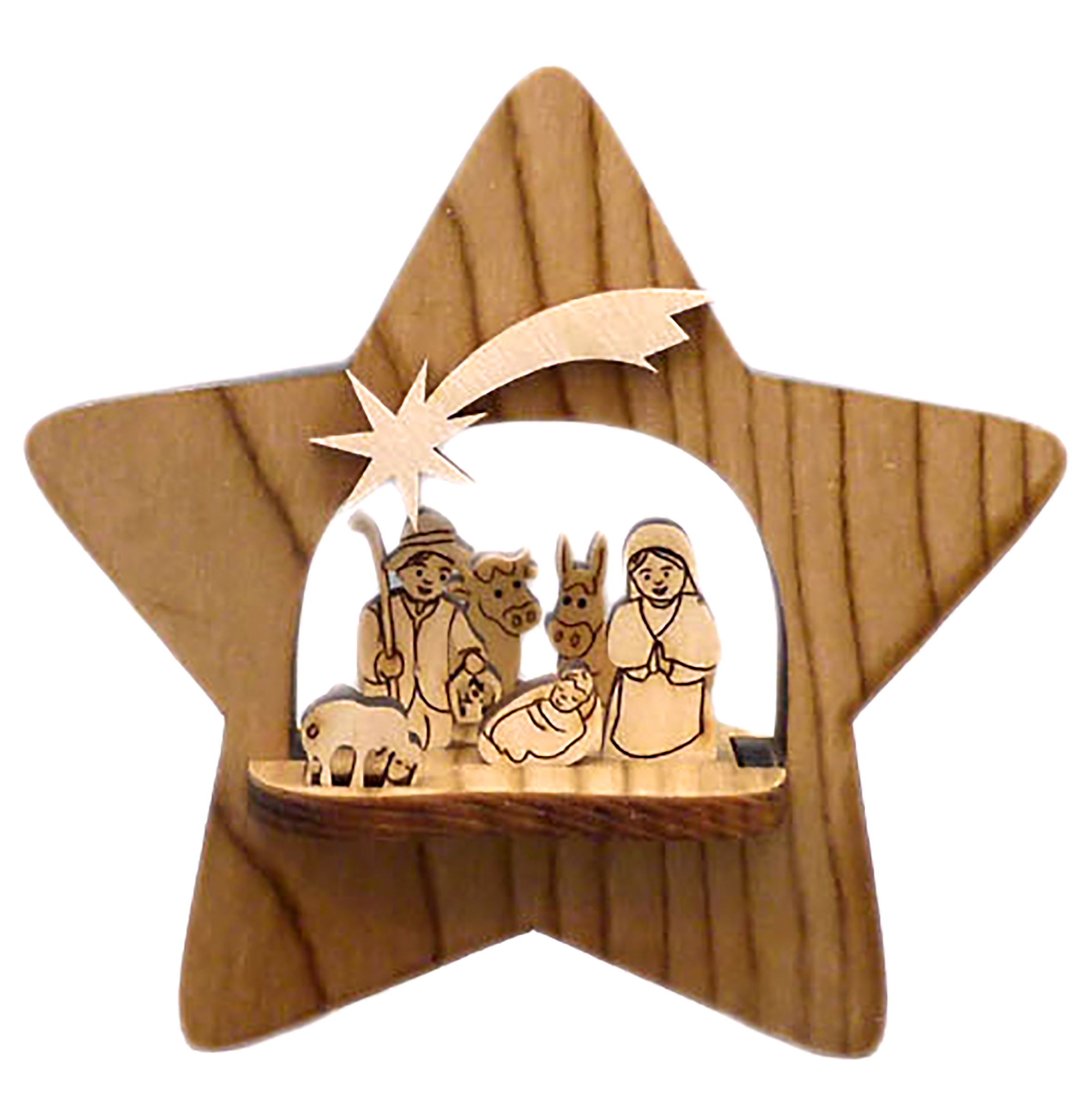 Stern 2farbig mit Hl. Familie Deko