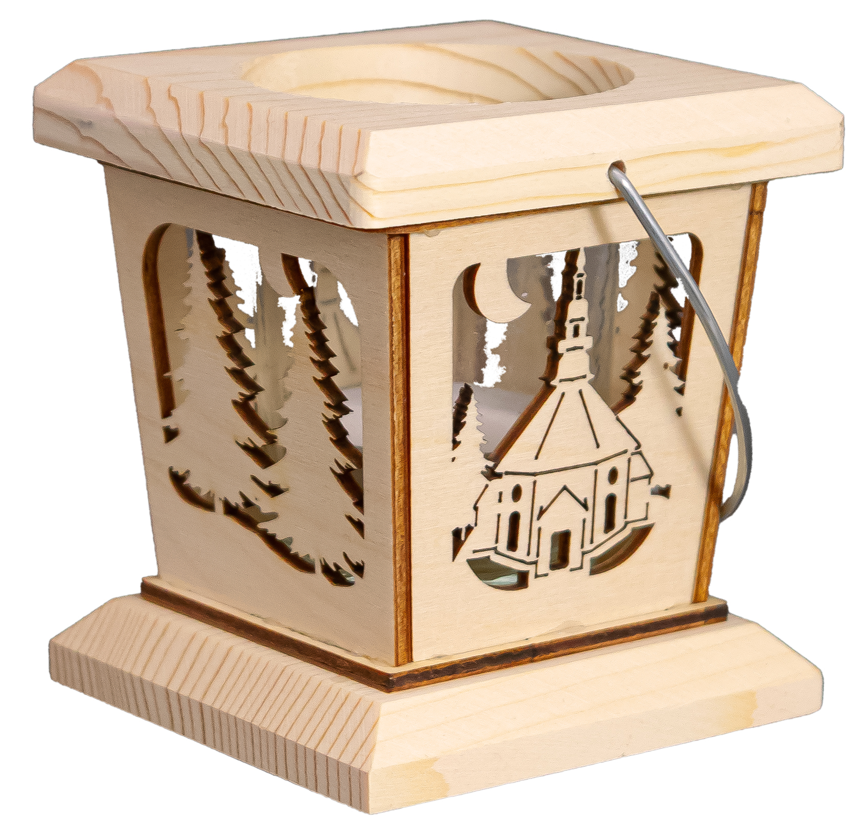 Laterne mit Seiffener Kirche cm 9x8x8 6st. pro Motiv