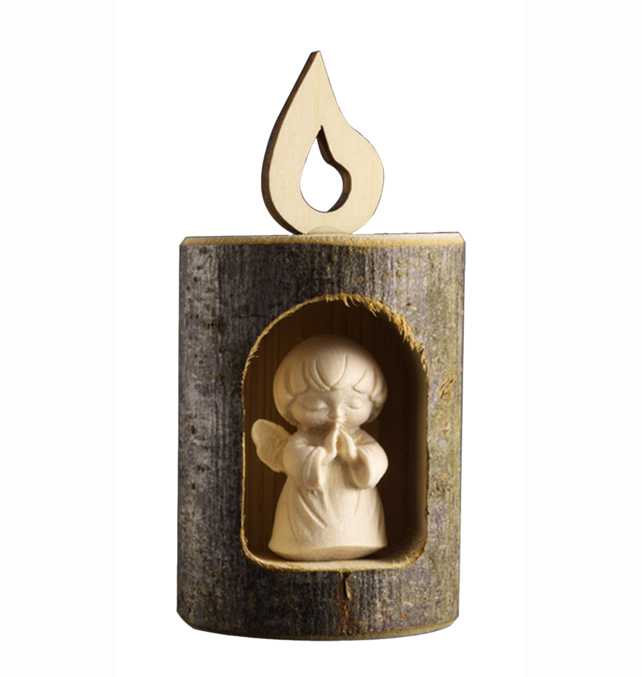 Kerze Rinde + Luna Engel Natur