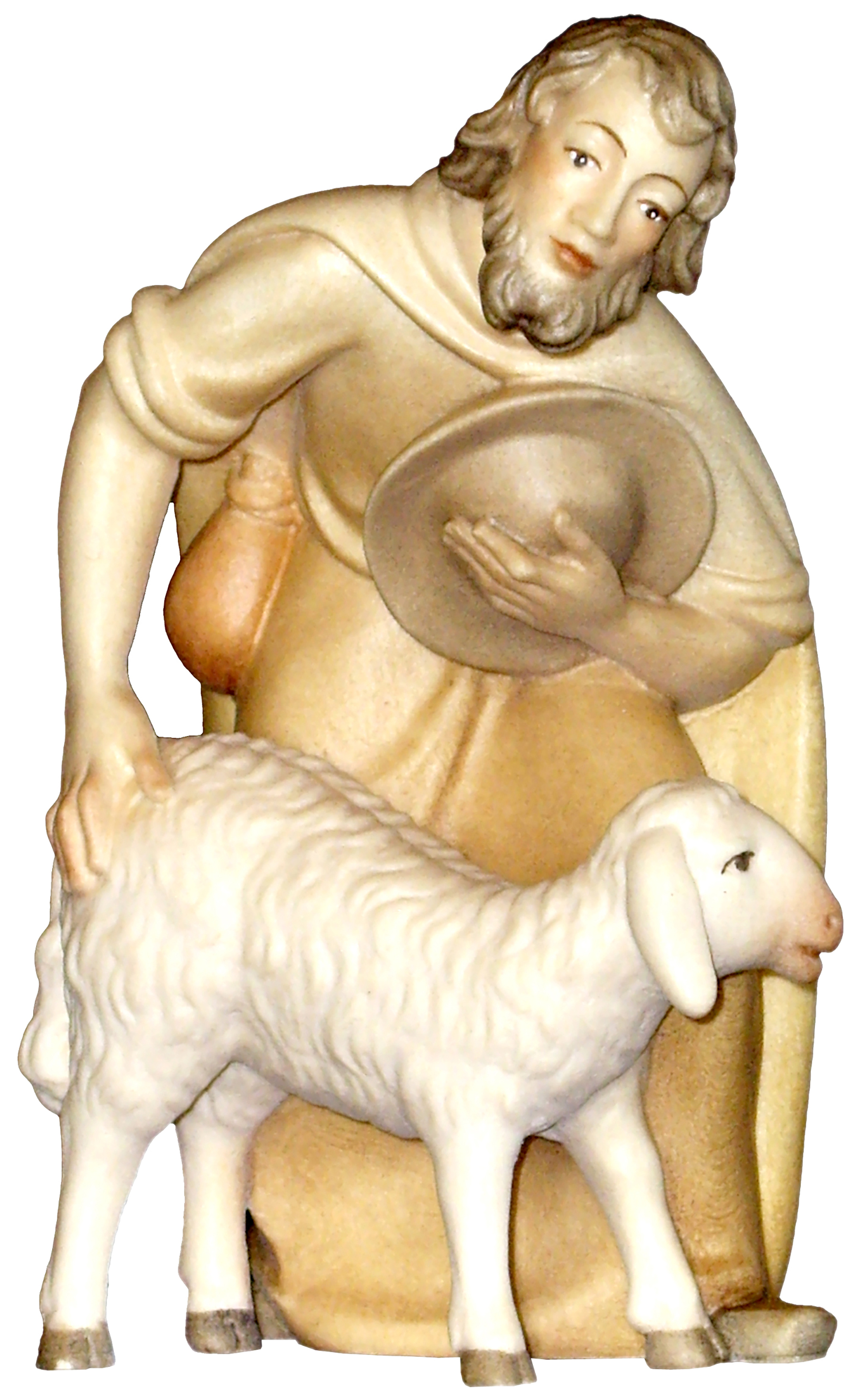 Hirt gebogen mit Schaf