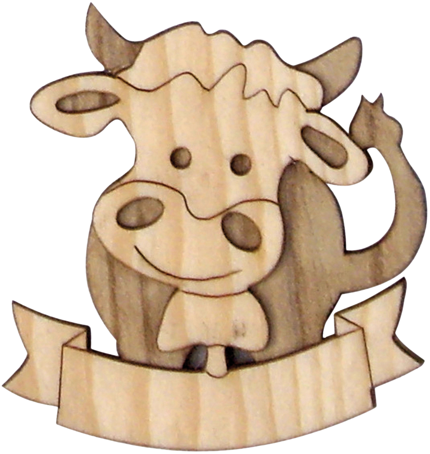 Magnet 3D bicolor aus Holz mit Kuh