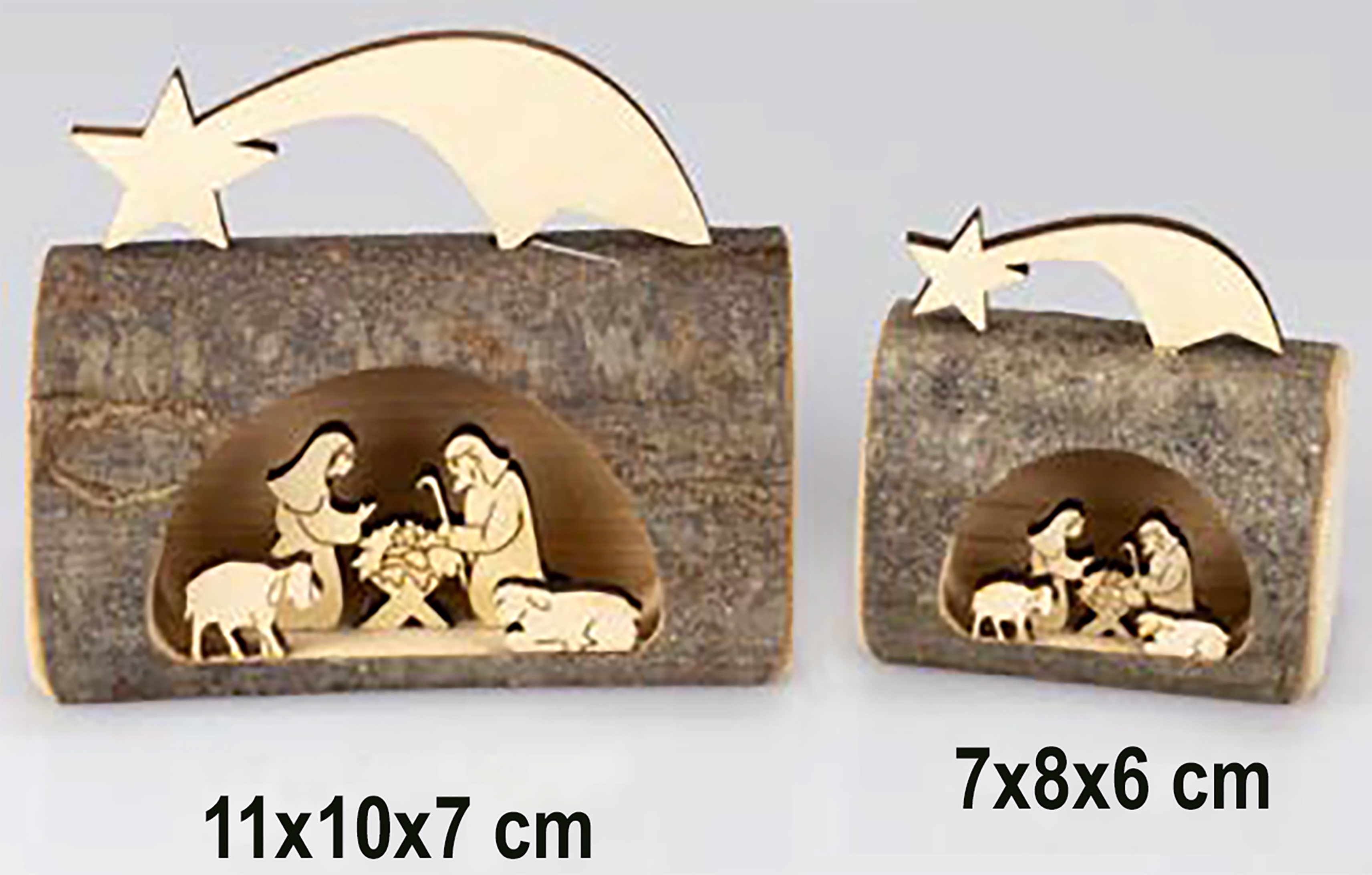 Holzstamm + Hl.Familie + Kometstern