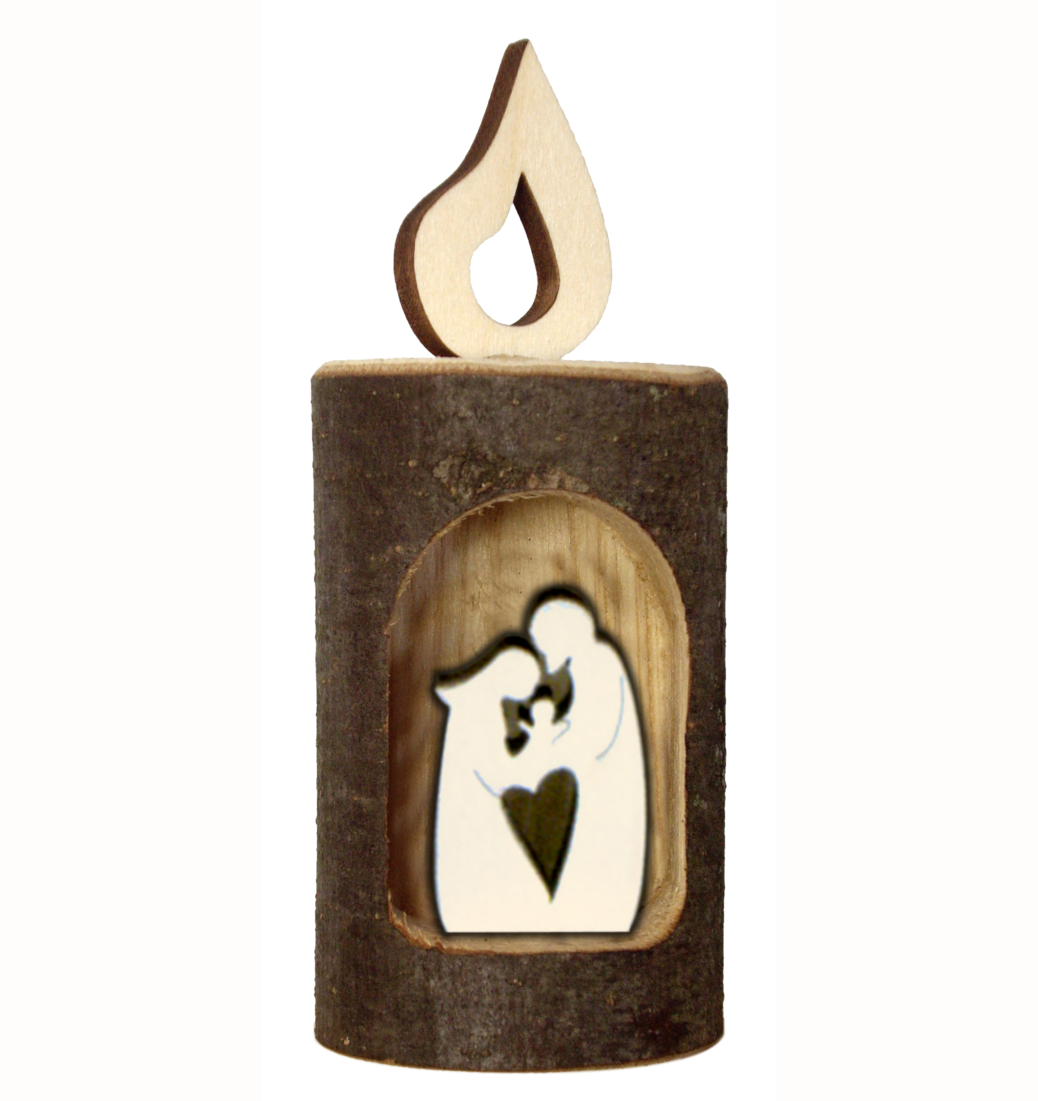 Kerze Rinde + Deko Krippe