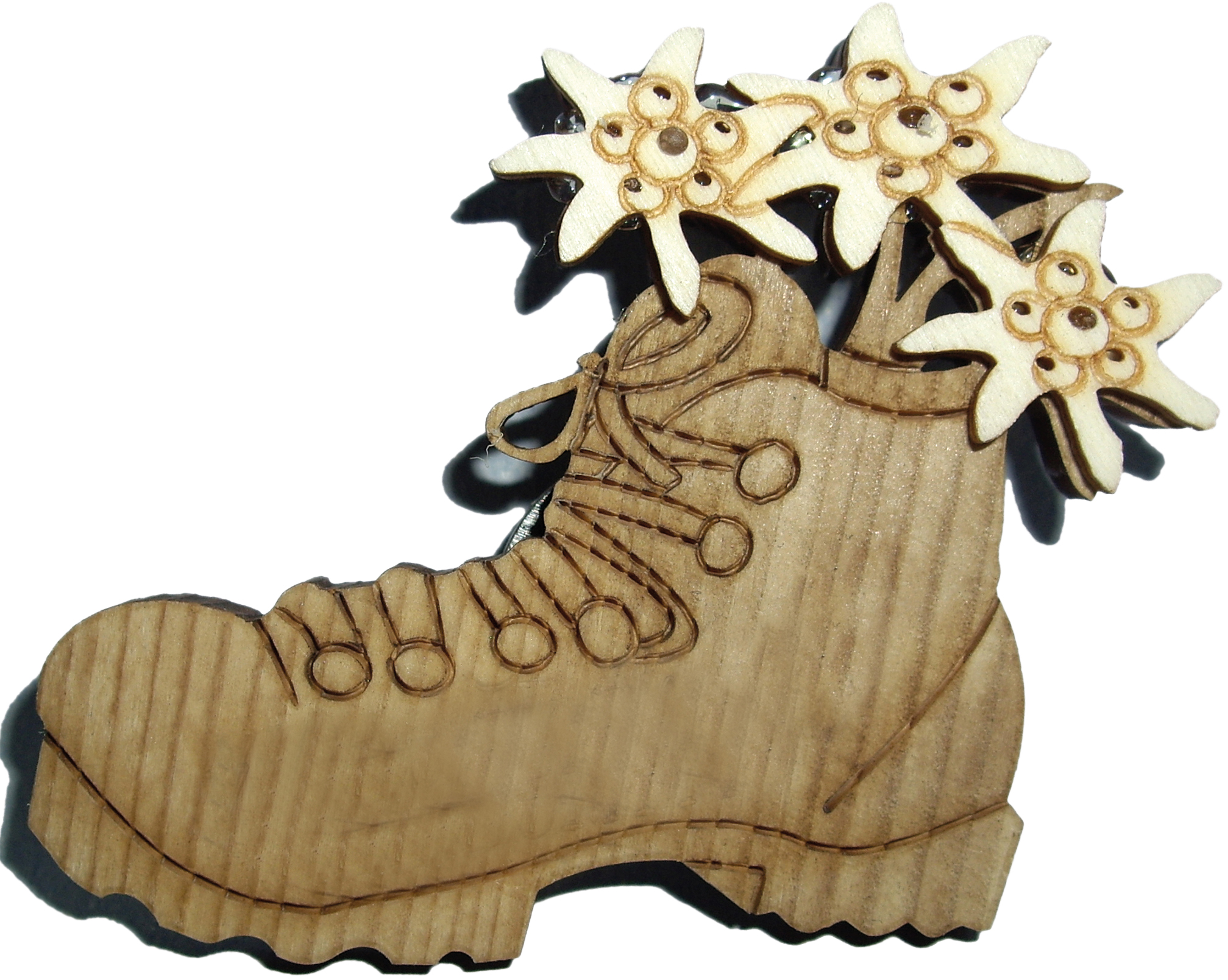 Magnet 3D bicolor aus Holz Schuh