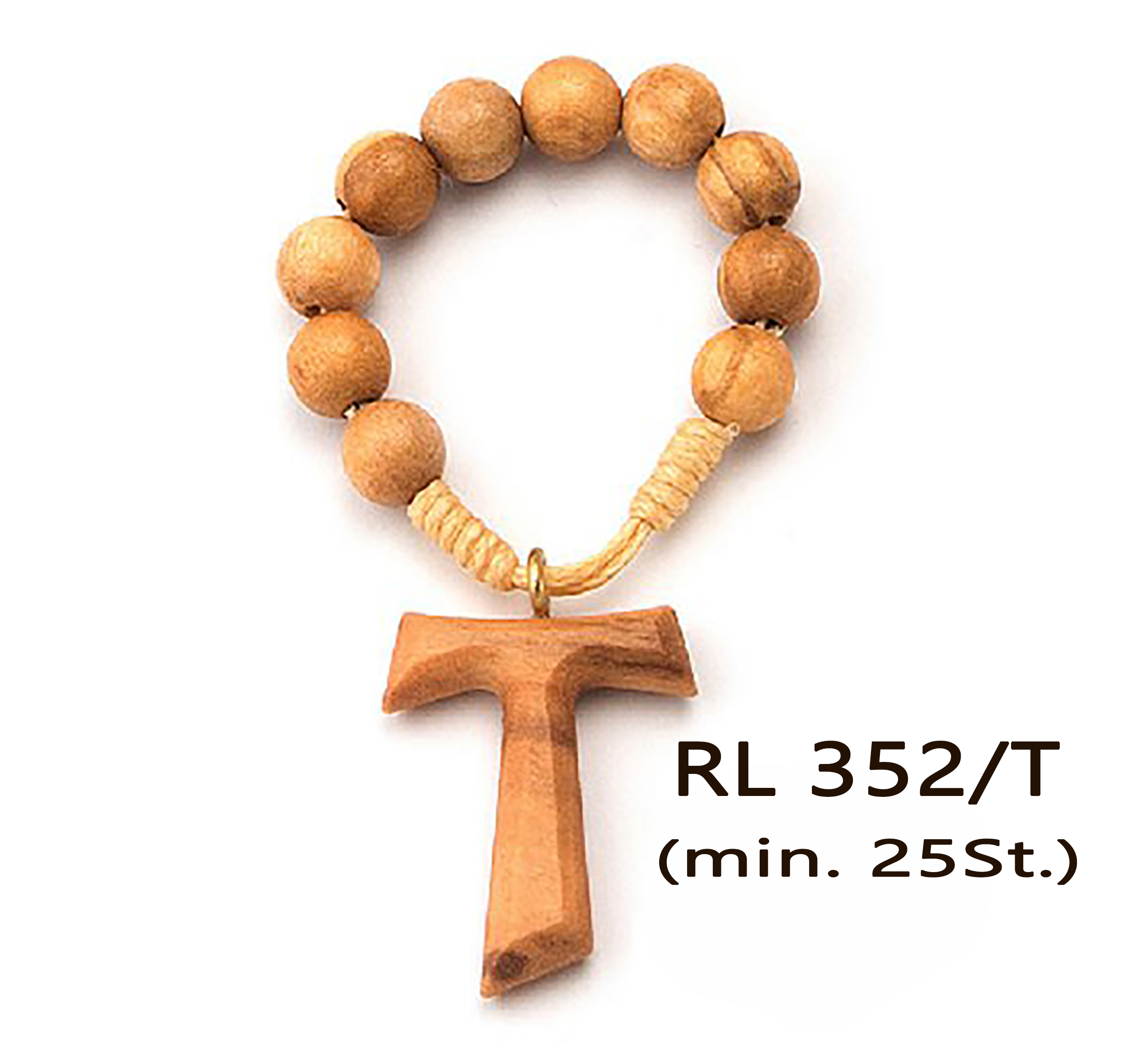 VE 25st._Rosenkranz Ø 6 mm aus Olivenholz, rund, mit Tau gebunden