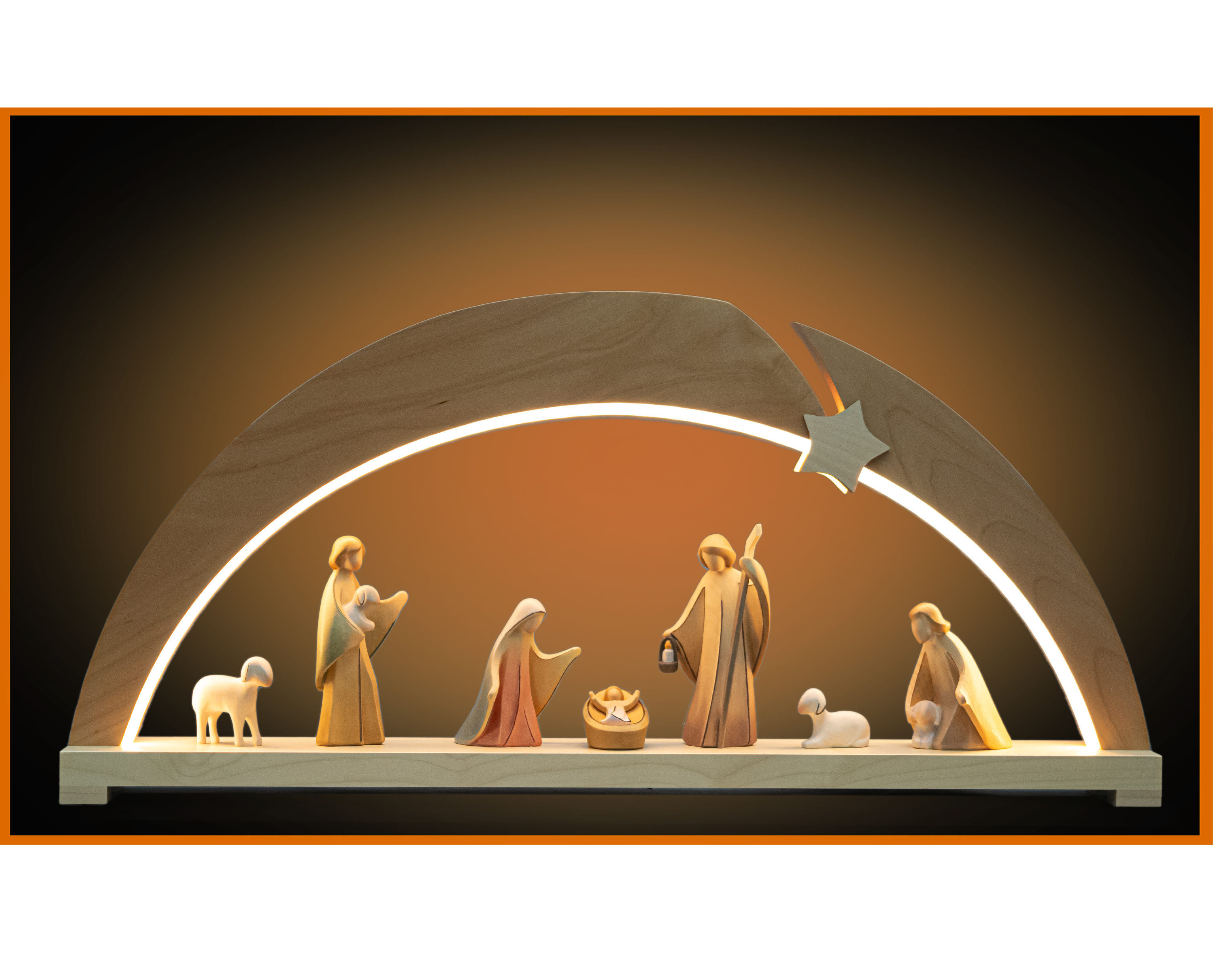 Bogen Gross mit 8 Krippenfiguren Aram LED BELEUCHTUNG