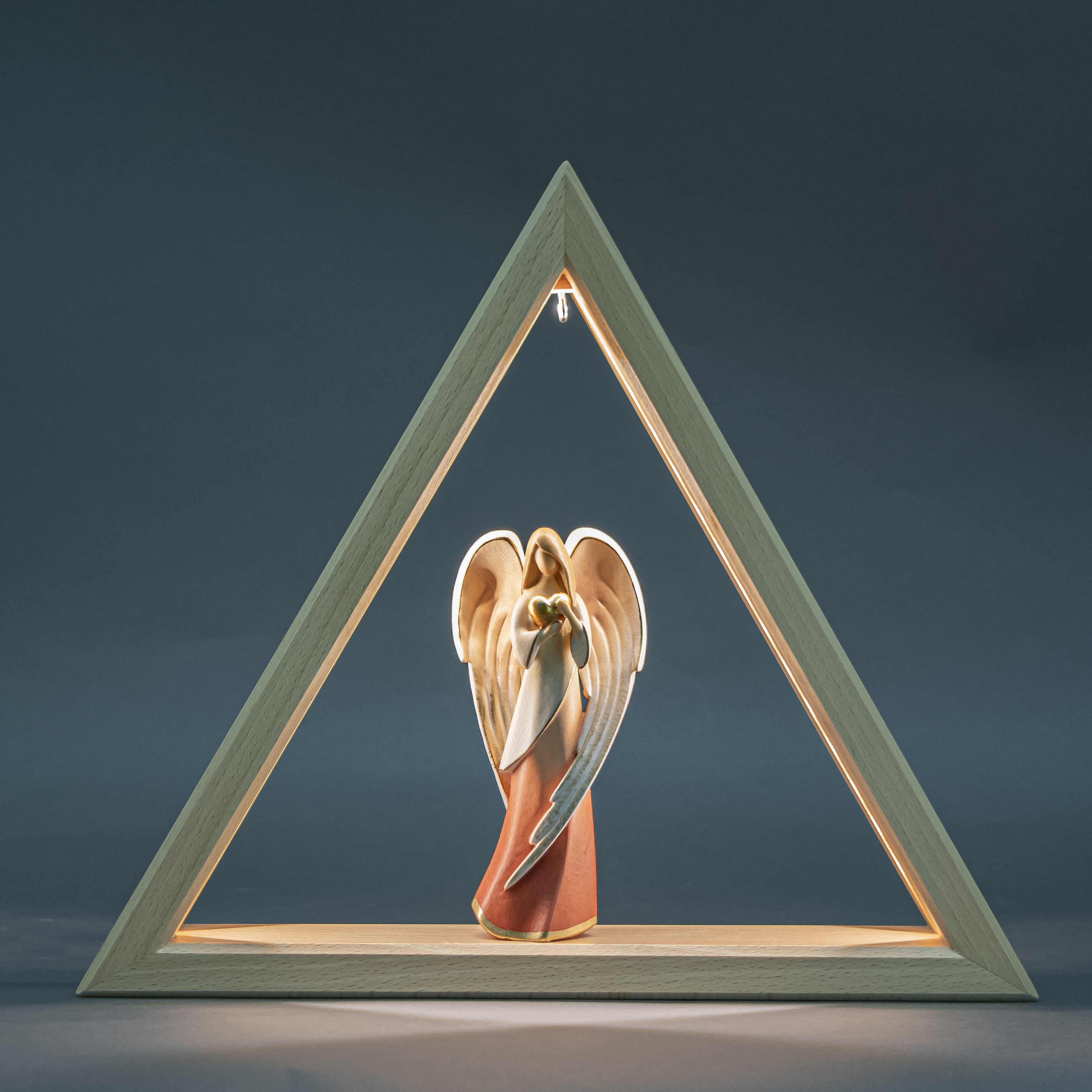 Beleuchtetes Dreieck mit Flamingo Engel