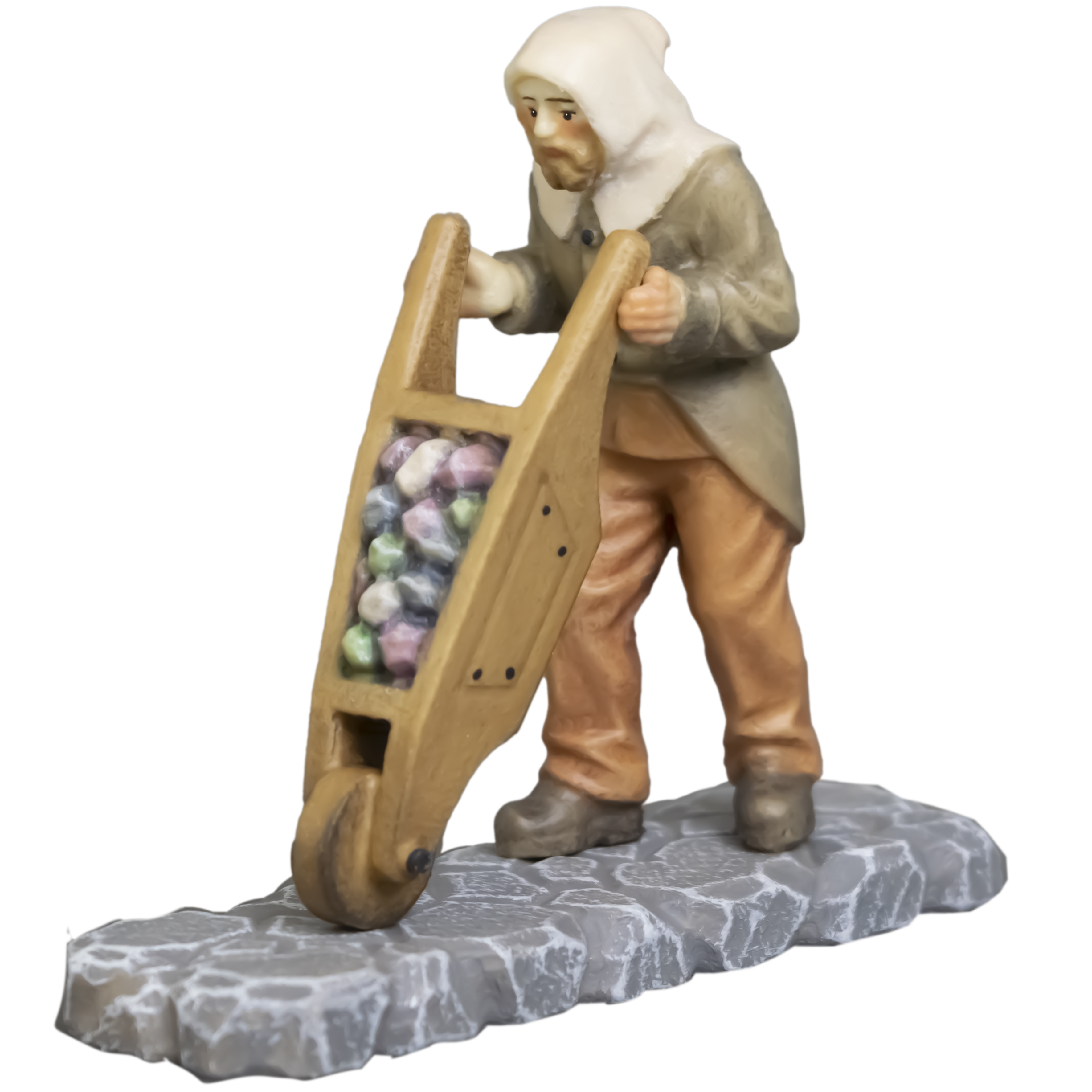 Miner with wheelbarrow