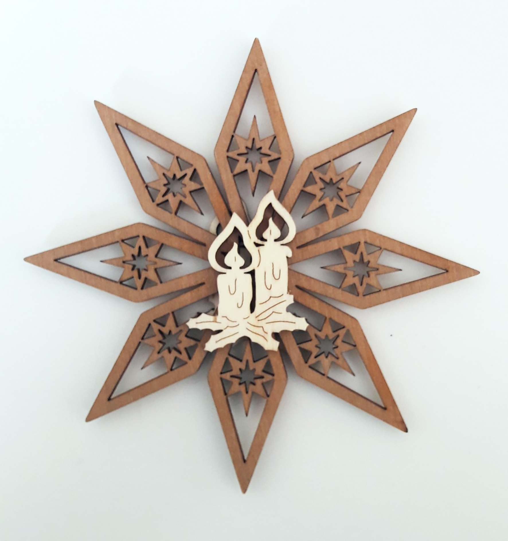 Kerze auf Stern beidseitig