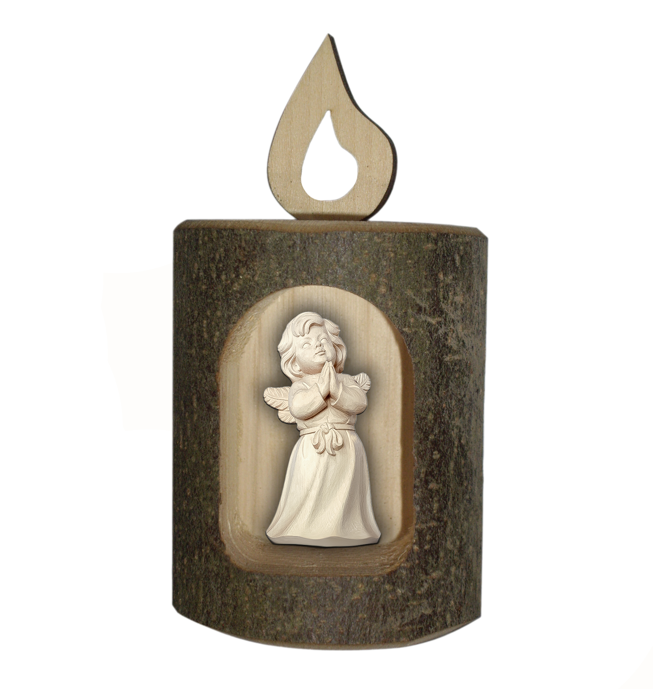 Kerze Rinde + Engel Liebe betend