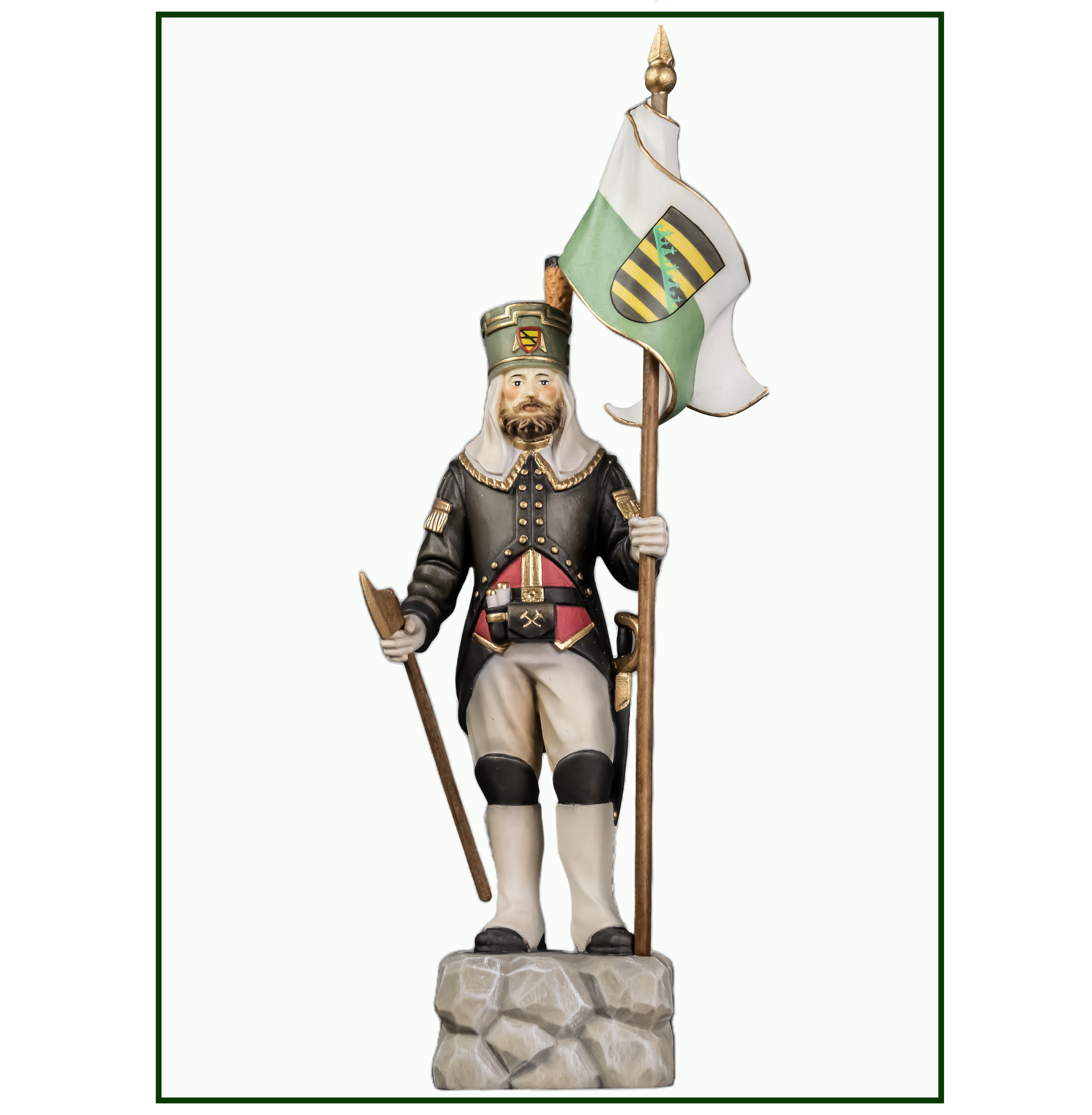 Annaberger Obersteiger mit Sachsenfahne grün-weiß