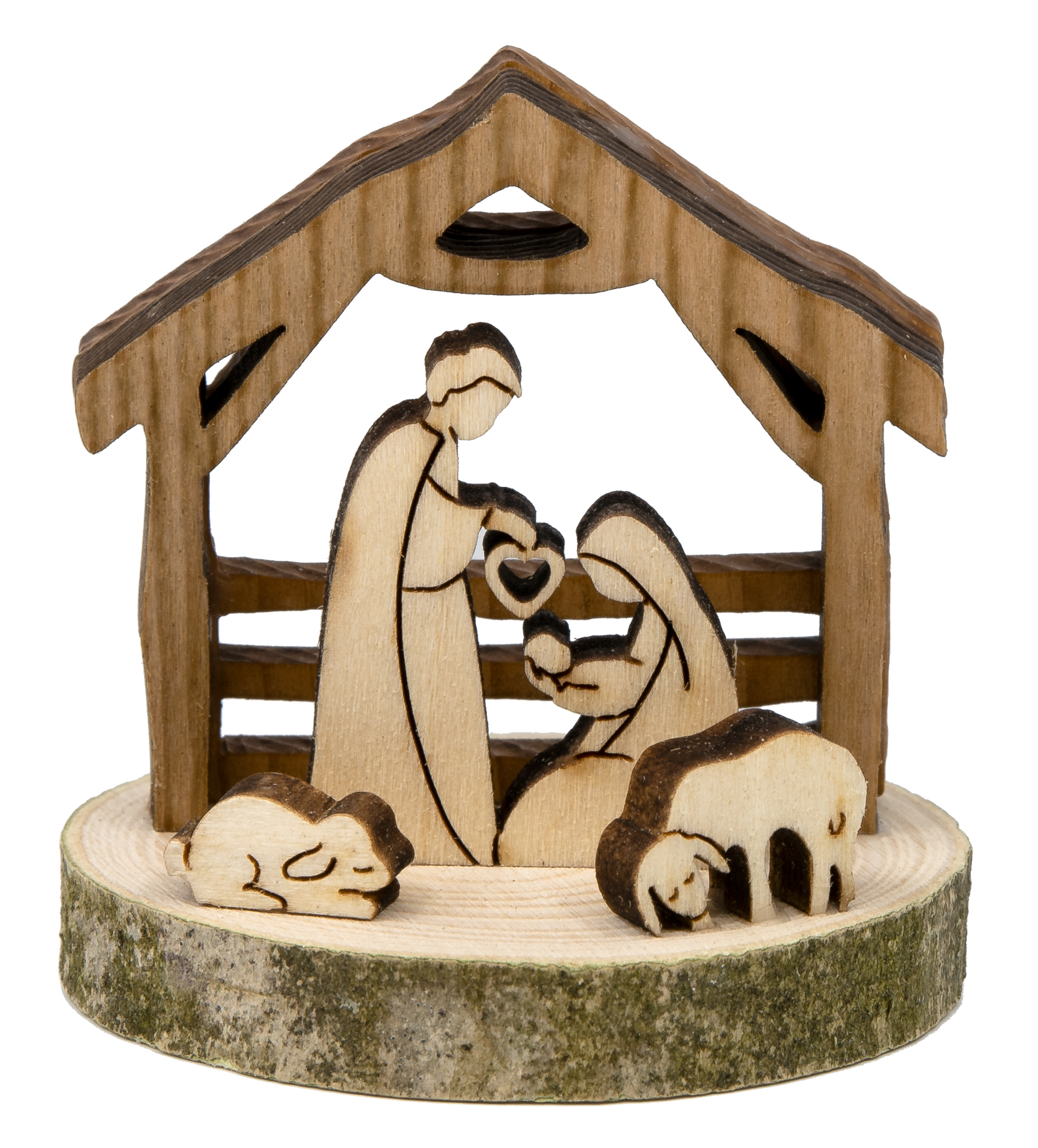 Krippe klein mit Dach und Schaf